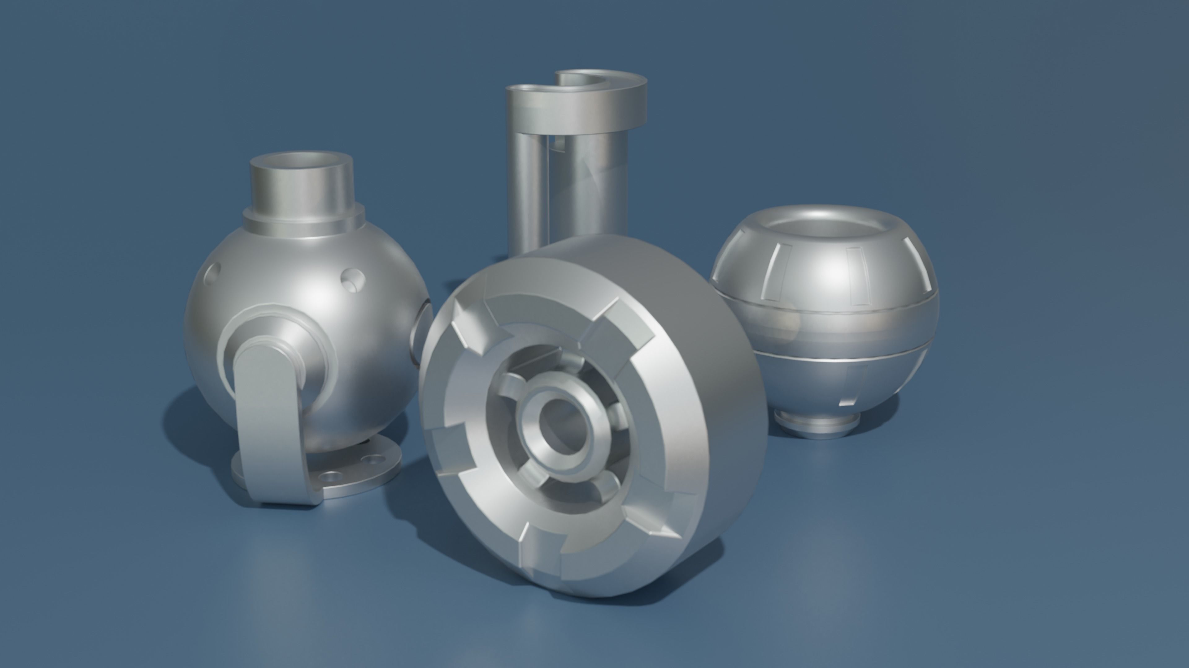 Kitbashing Asset Pack 001 - Metallic Components Free low-poly 3D model_3