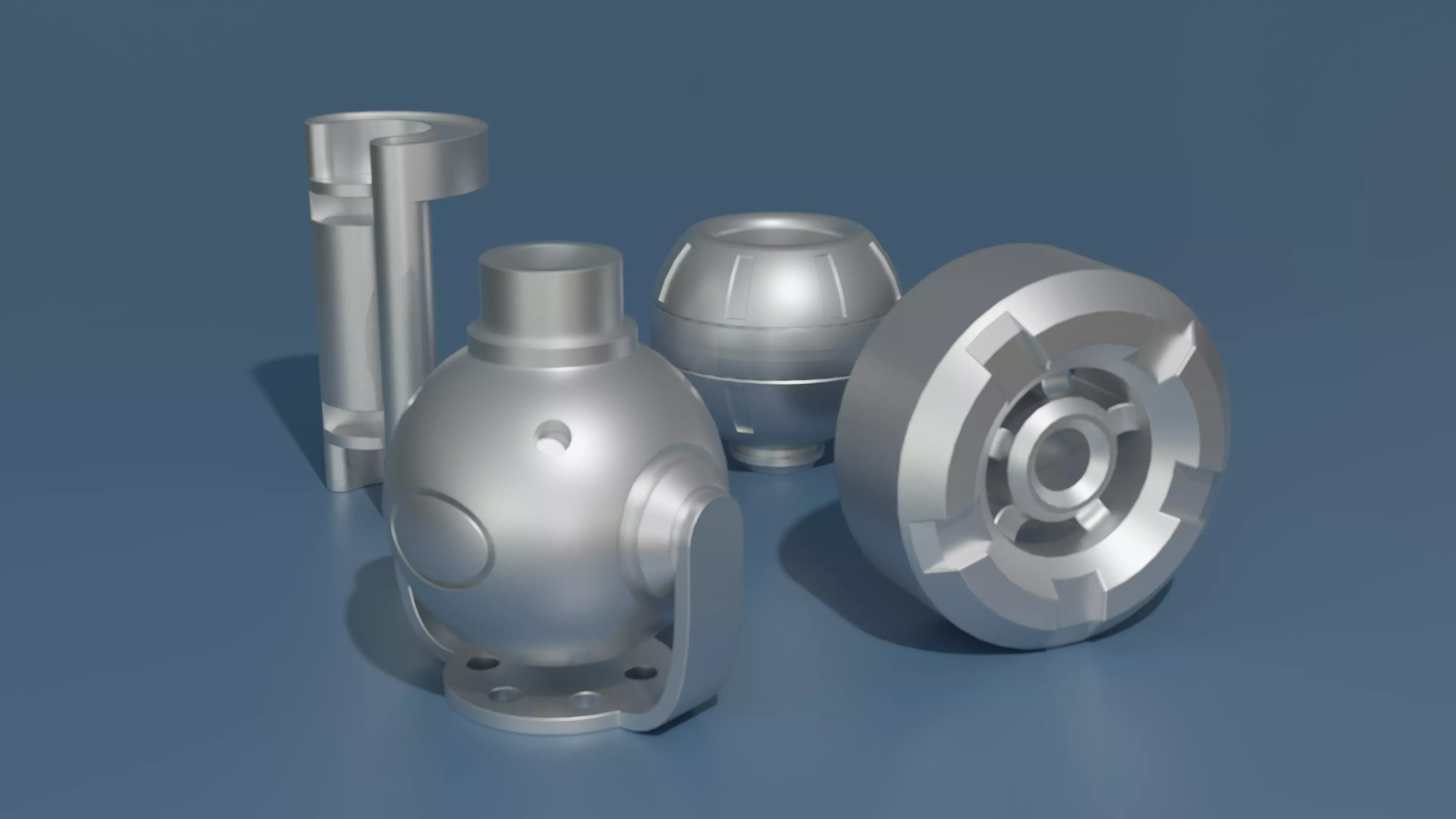 Kitbashing Asset Pack 001 - Metallic Components Free low-poly 3D model_0