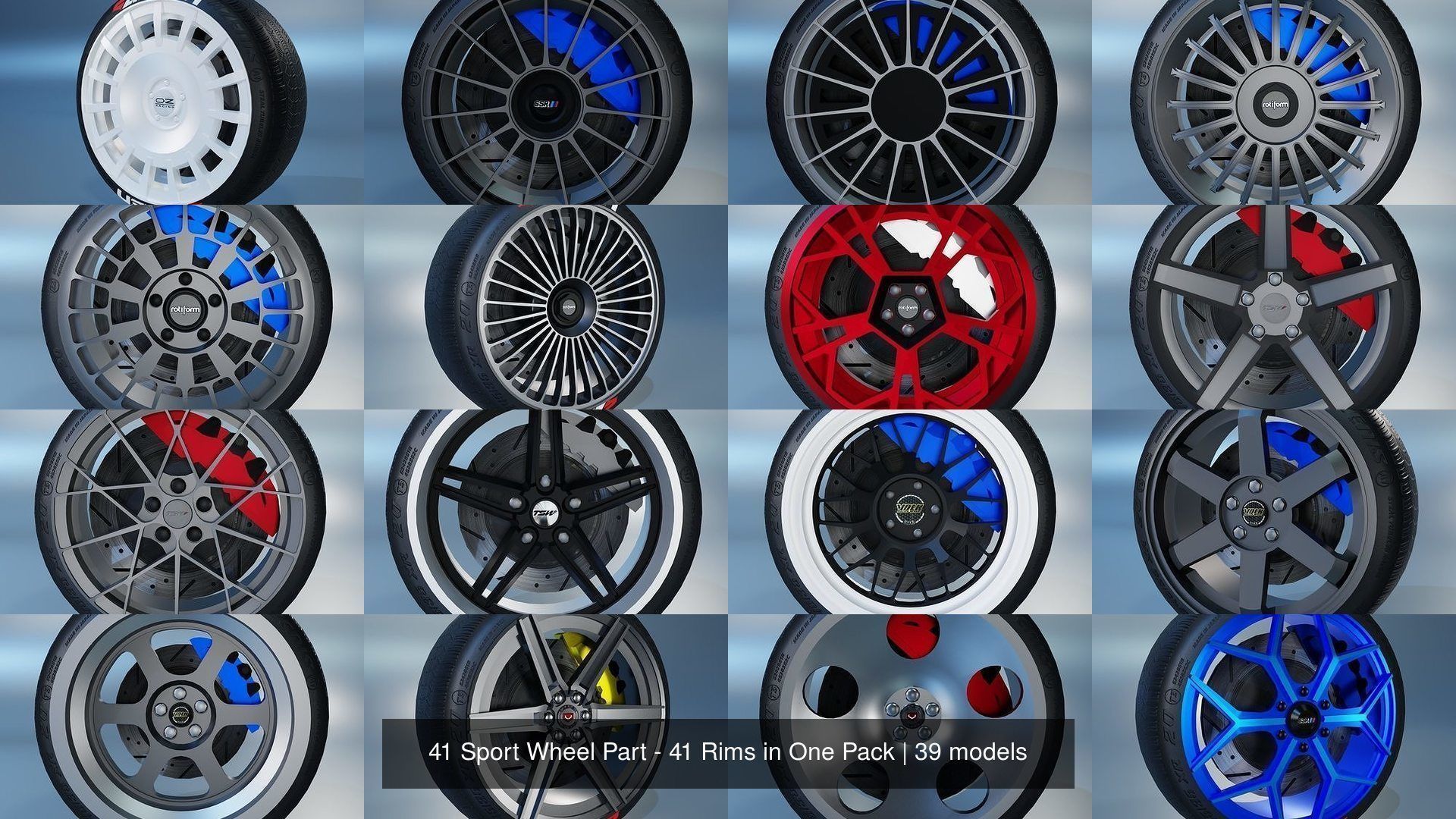 41 Sport Wheel Part - 41 Rims in One Pack 3D Model Collection_8