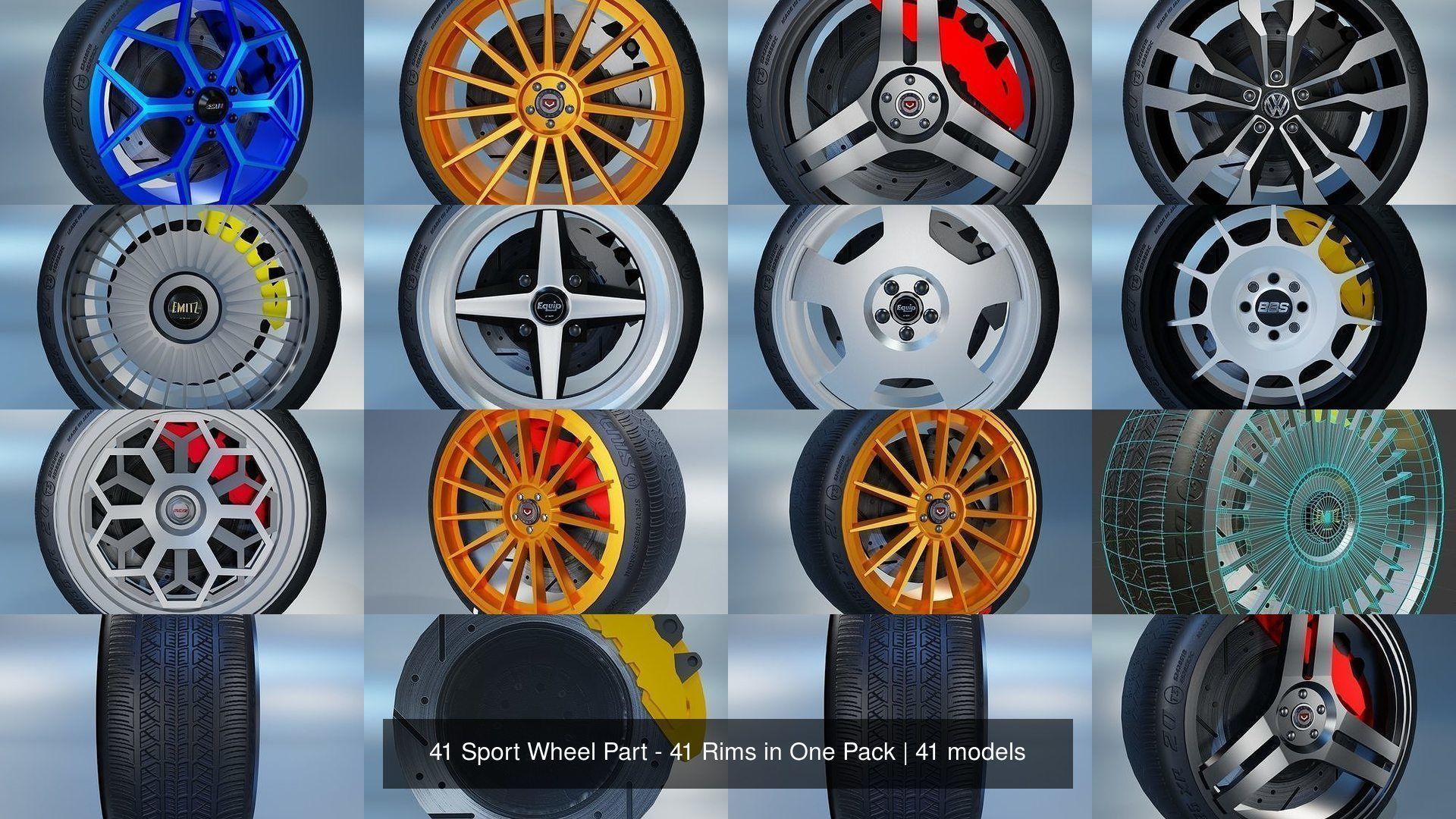 41 Sport Wheel Part - 41 Rims in One Pack 3D Model Collection_18