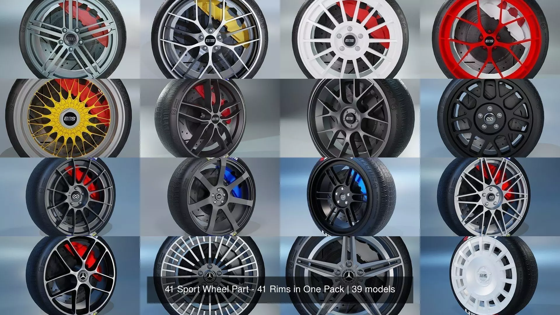 41 Sport Wheel Part - 41 Rims in One Pack 3D Model Collection_4