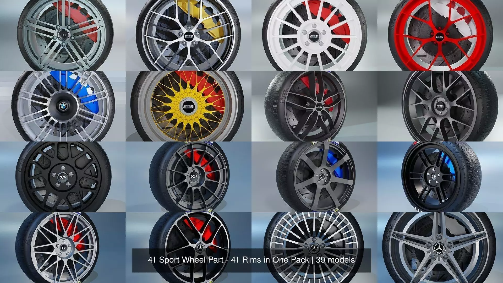 41 Sport Wheel Part - 41 Rims in One Pack 3D Model Collection_3
