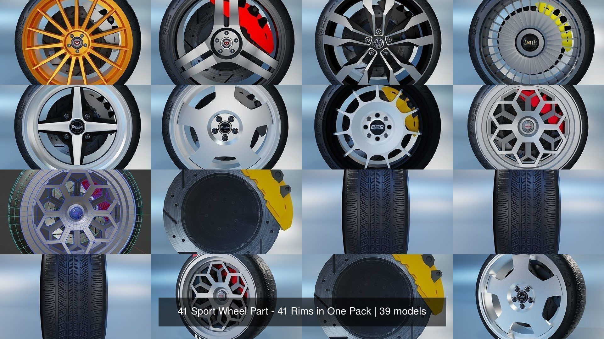 41 Sport Wheel Part - 41 Rims in One Pack 3D Model Collection_13