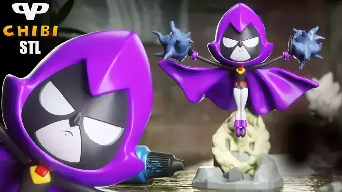 DC Raven Chibi STL for 3D Printing ChibiSTL 3DXM 3D print model
