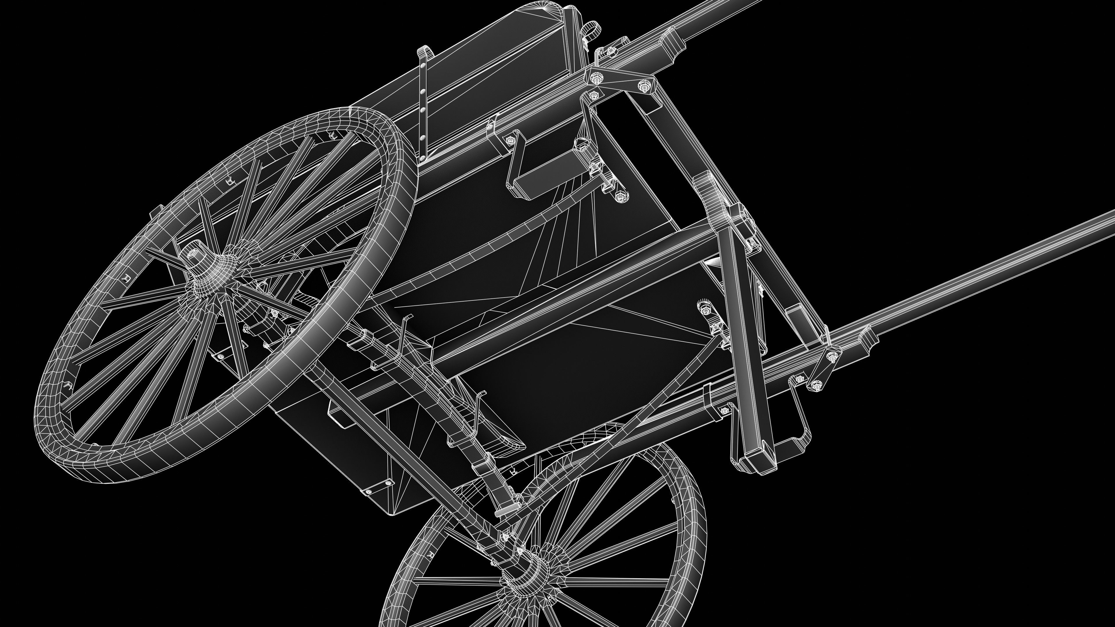 wooden cart  Low-poly 3D model_15
