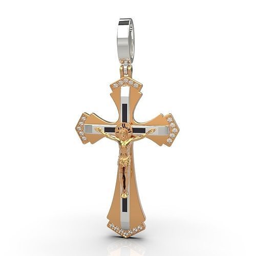 Cross with gems and enamel 3D print model
