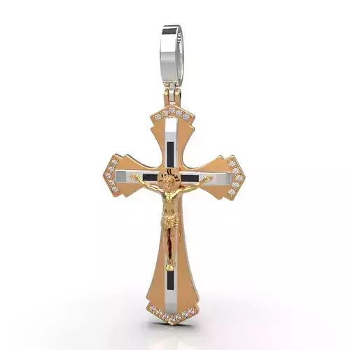 Cross with gems and enamel 3D print model