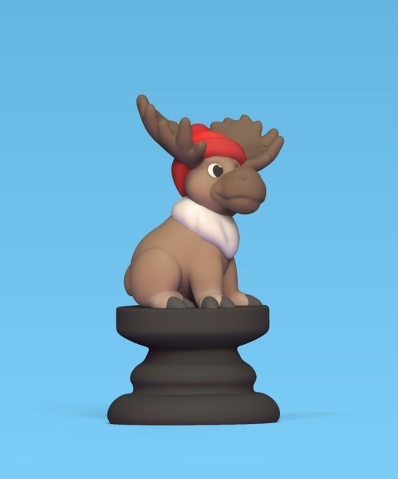 Christmas Chess - Reindeer 3D print model_2