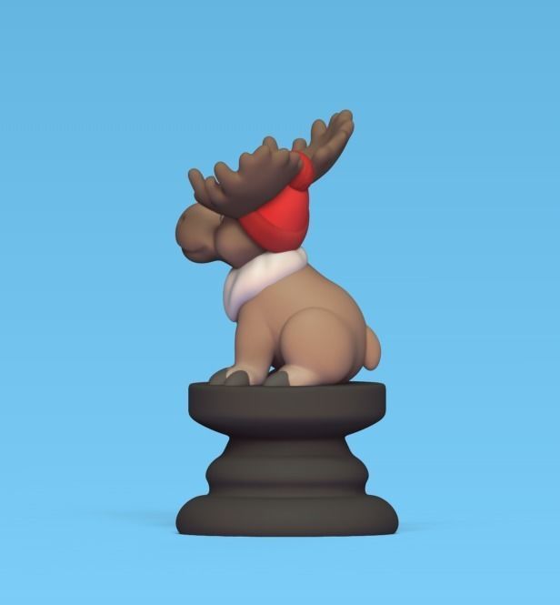 Christmas Chess - Reindeer 3D print model_1