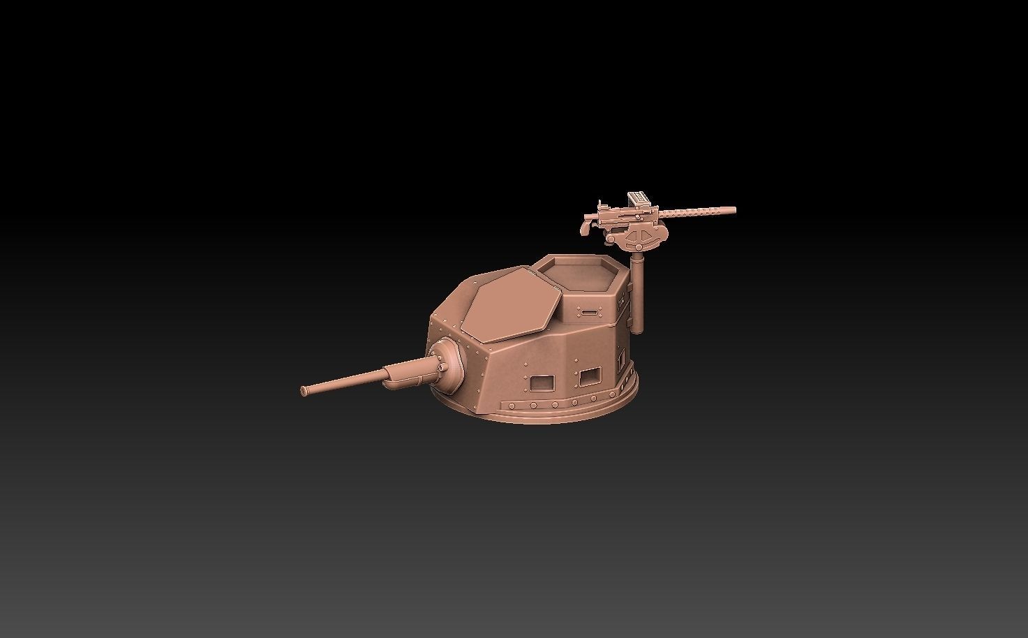 M2A4 Tank Turret ROYALTY FREE VERSION 3D print model_4