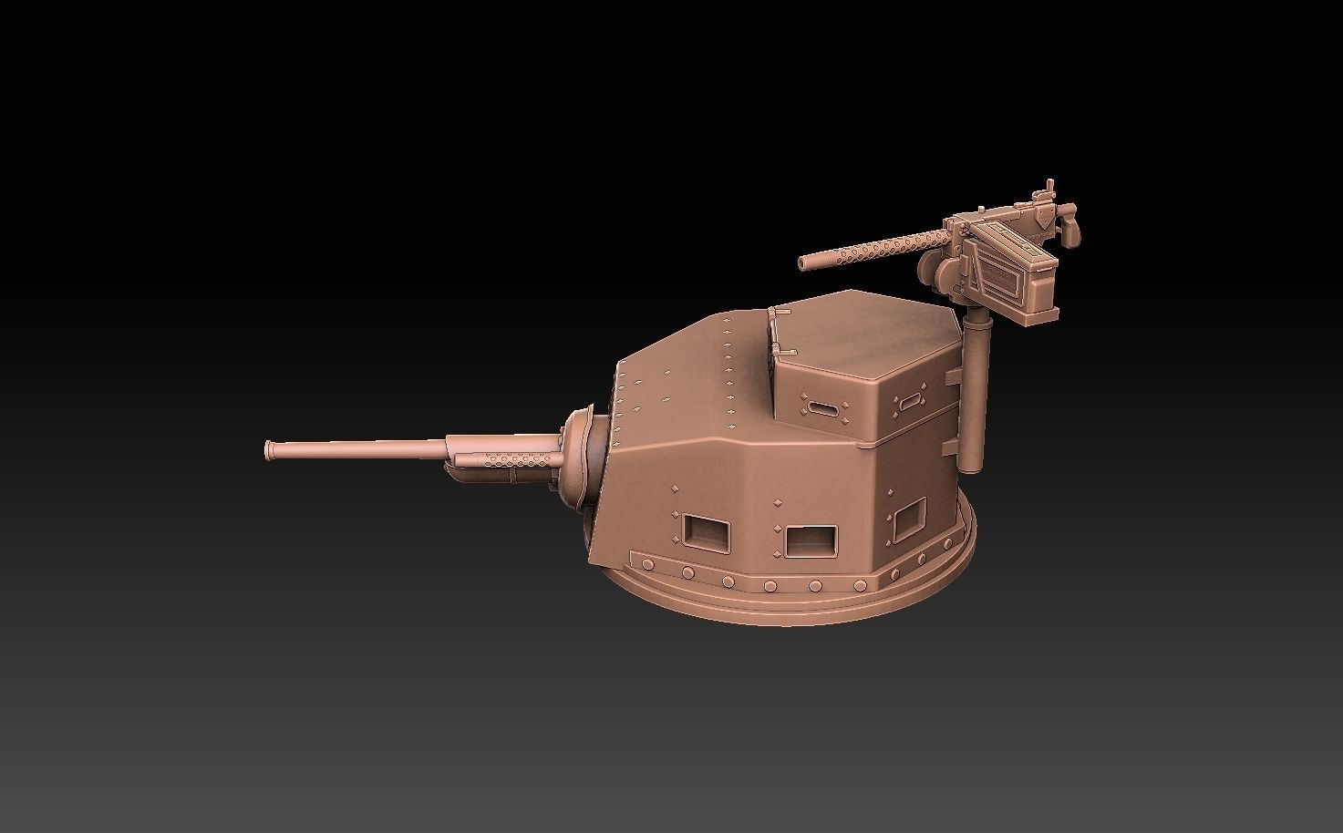 M2A4 Tank Turret ROYALTY FREE VERSION 3D print model_12