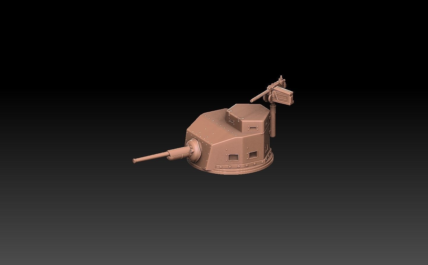 M2A4 Tank Turret ROYALTY FREE VERSION 3D print model_8