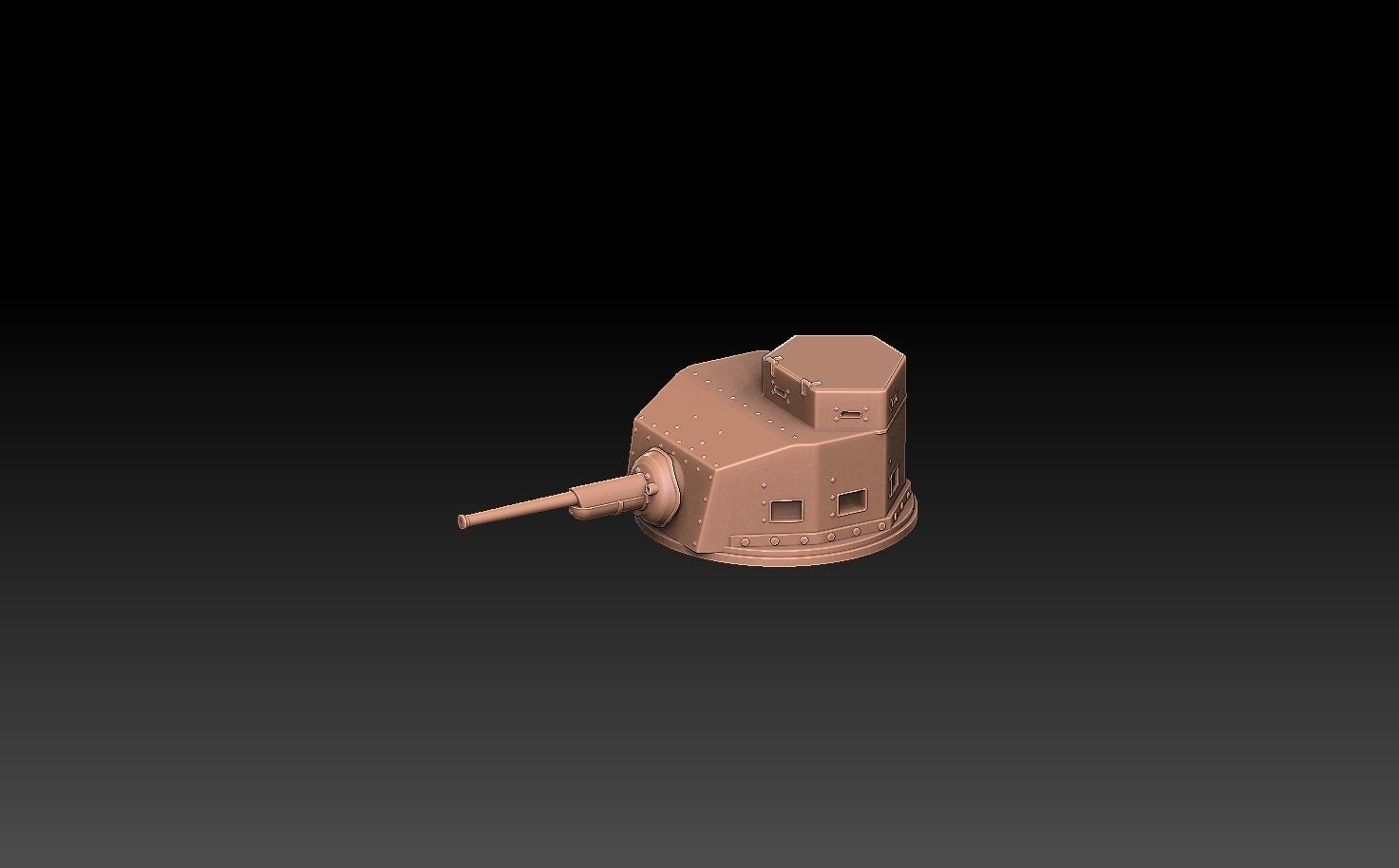M2A4 Tank Turret ROYALTY FREE VERSION 3D print model_9