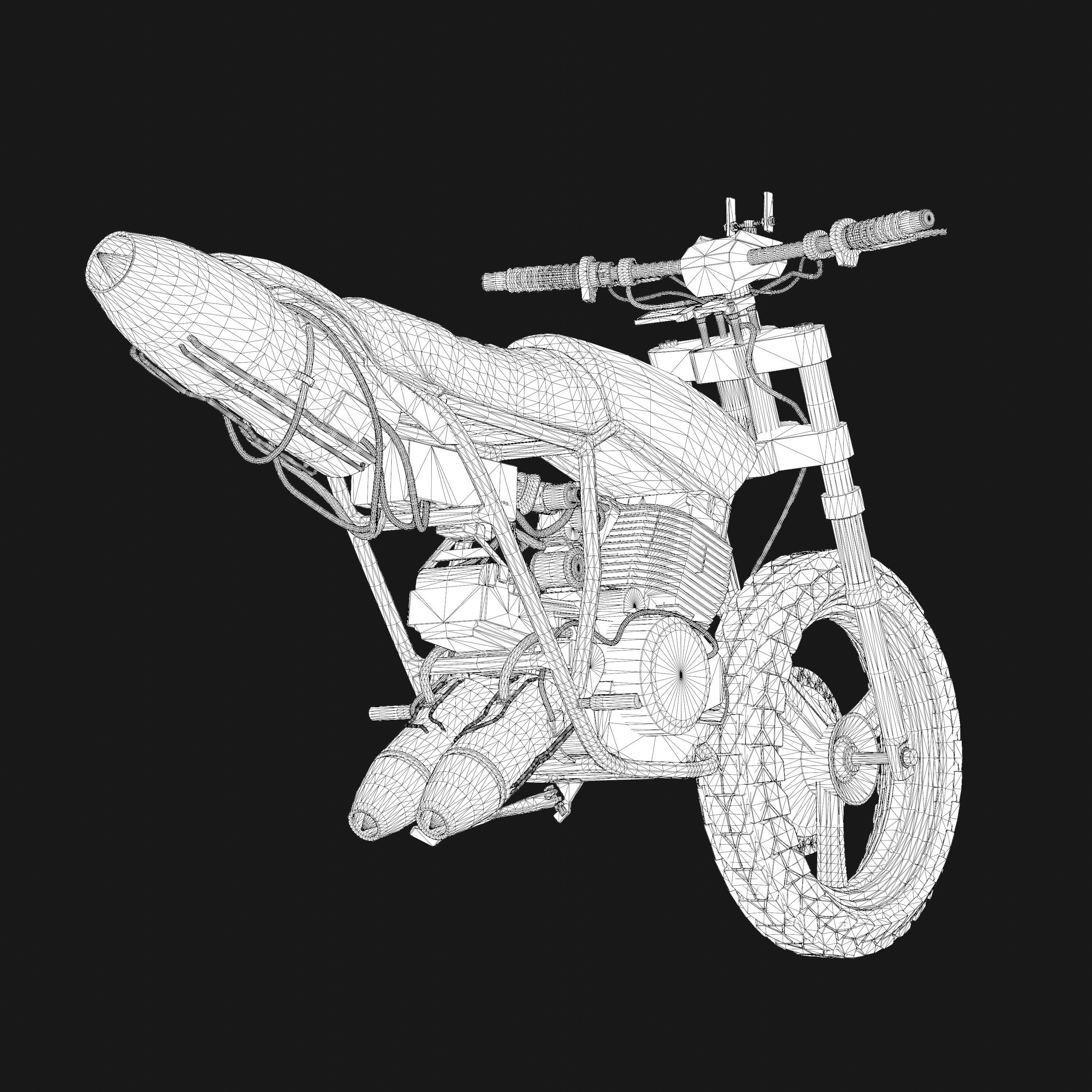 Monoshooter dirt bike Low-poly 3D model_3