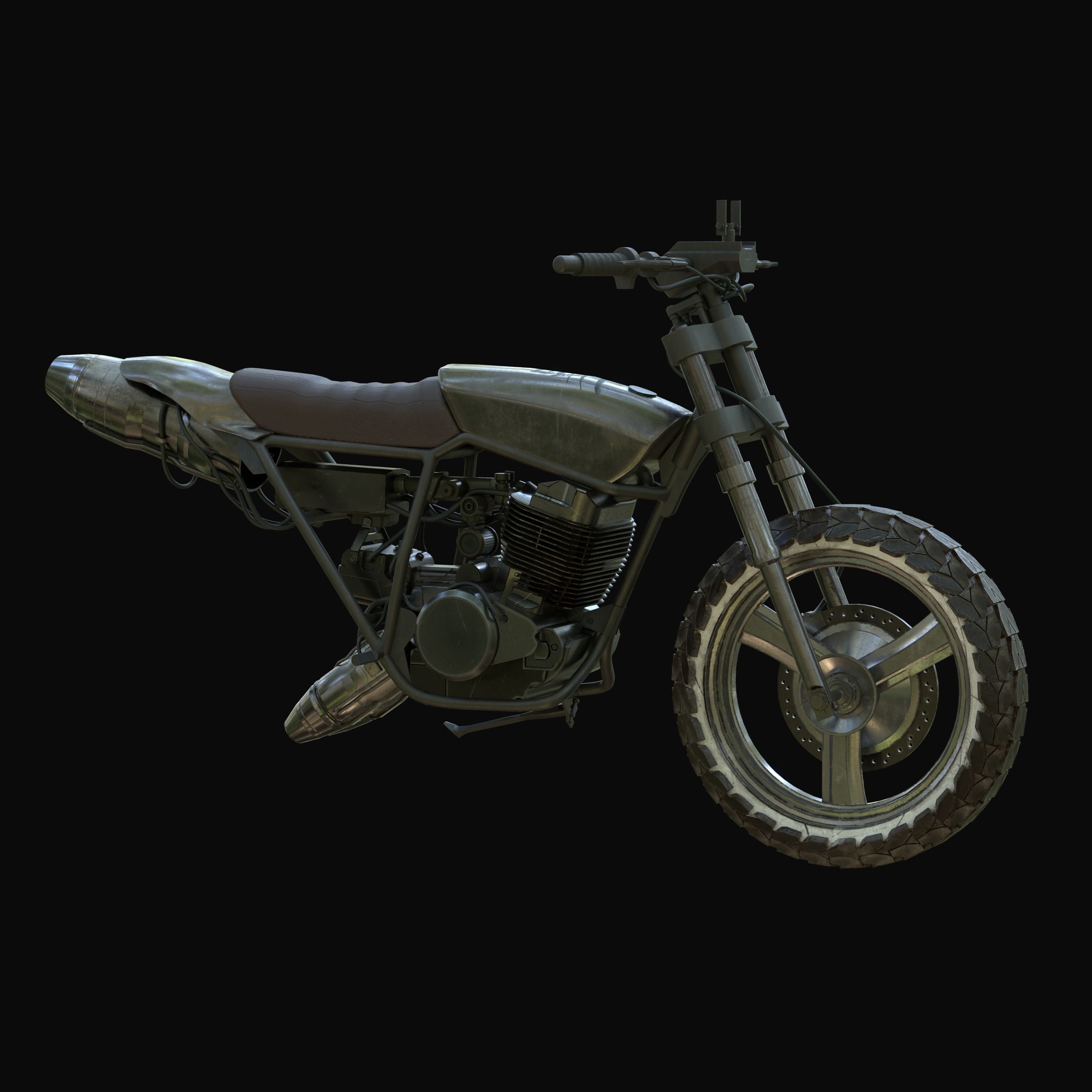 Monoshooter dirt bike Low-poly 3D model_9