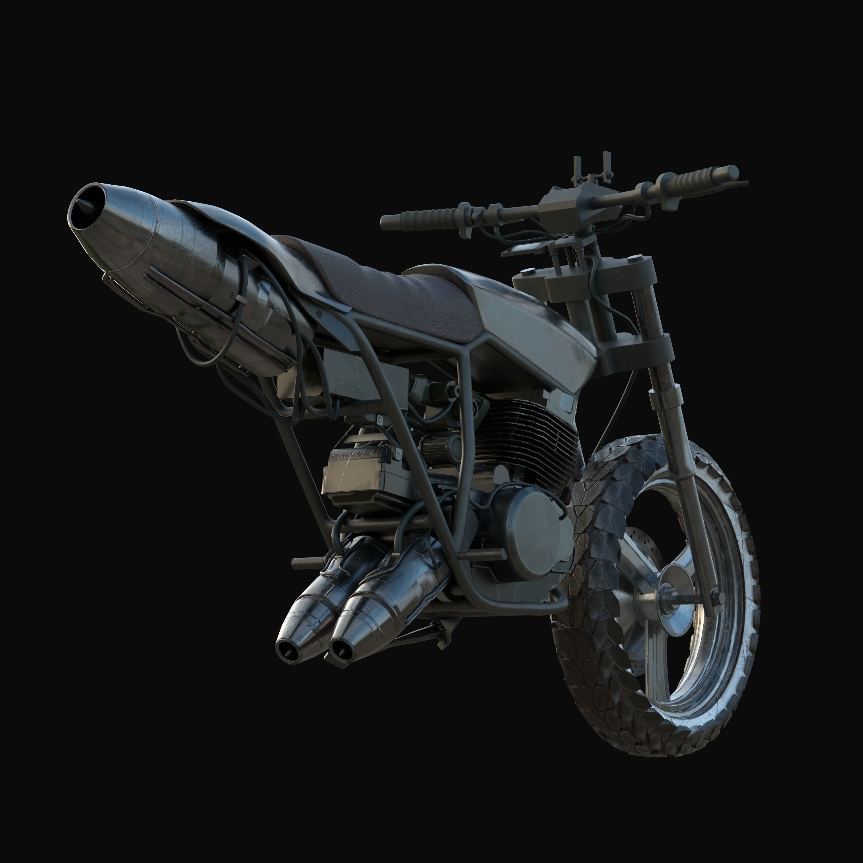 Monoshooter dirt bike Low-poly 3D model_2