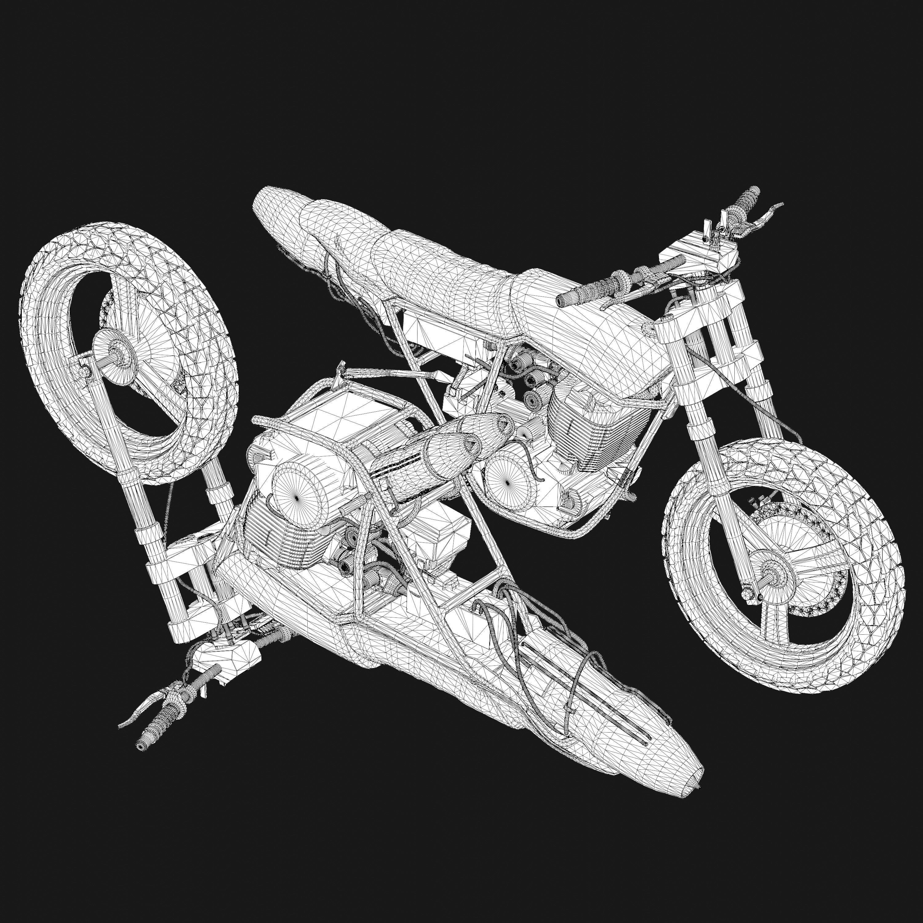 Monoshooter dirt bike Low-poly 3D model_16