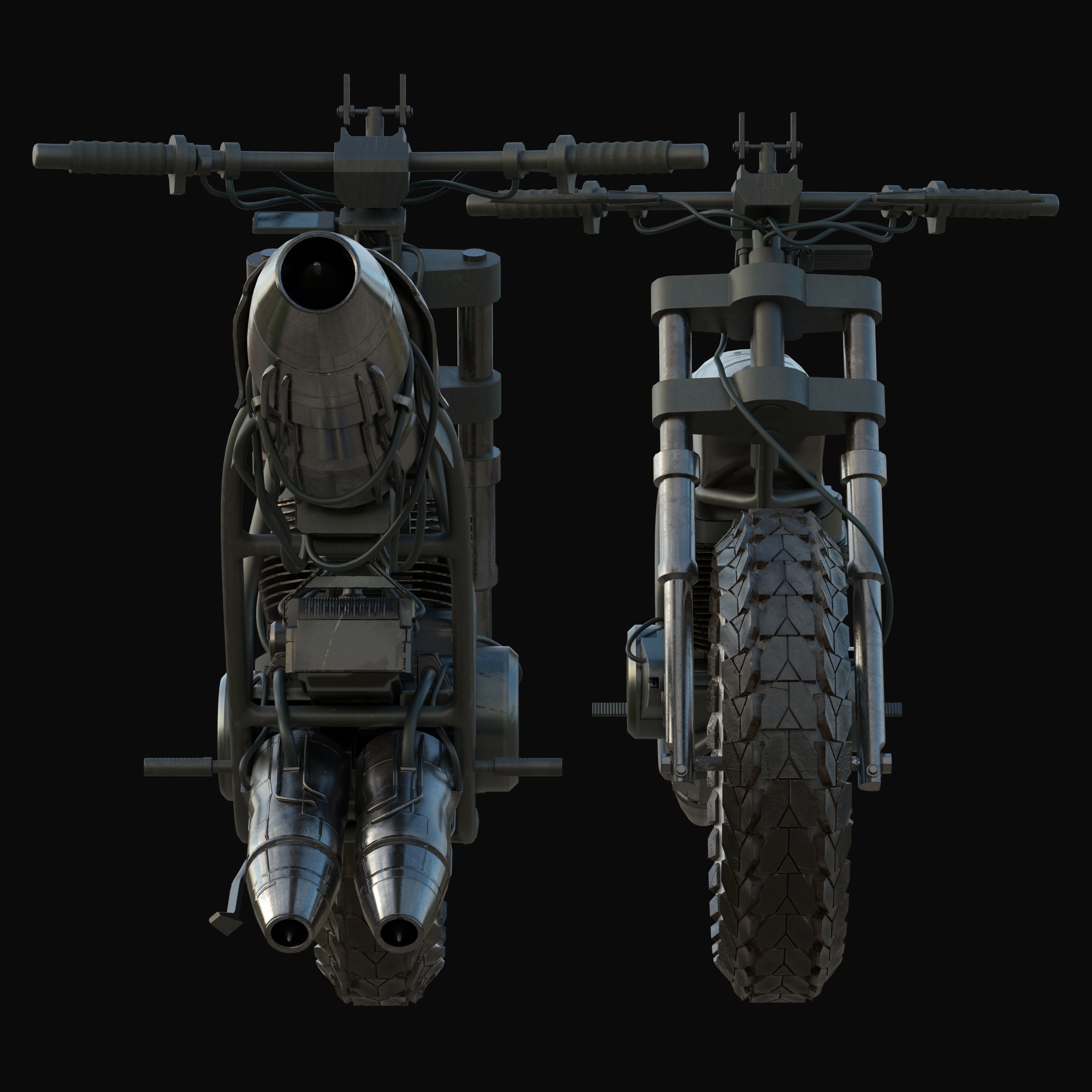Monoshooter dirt bike Low-poly 3D model_12