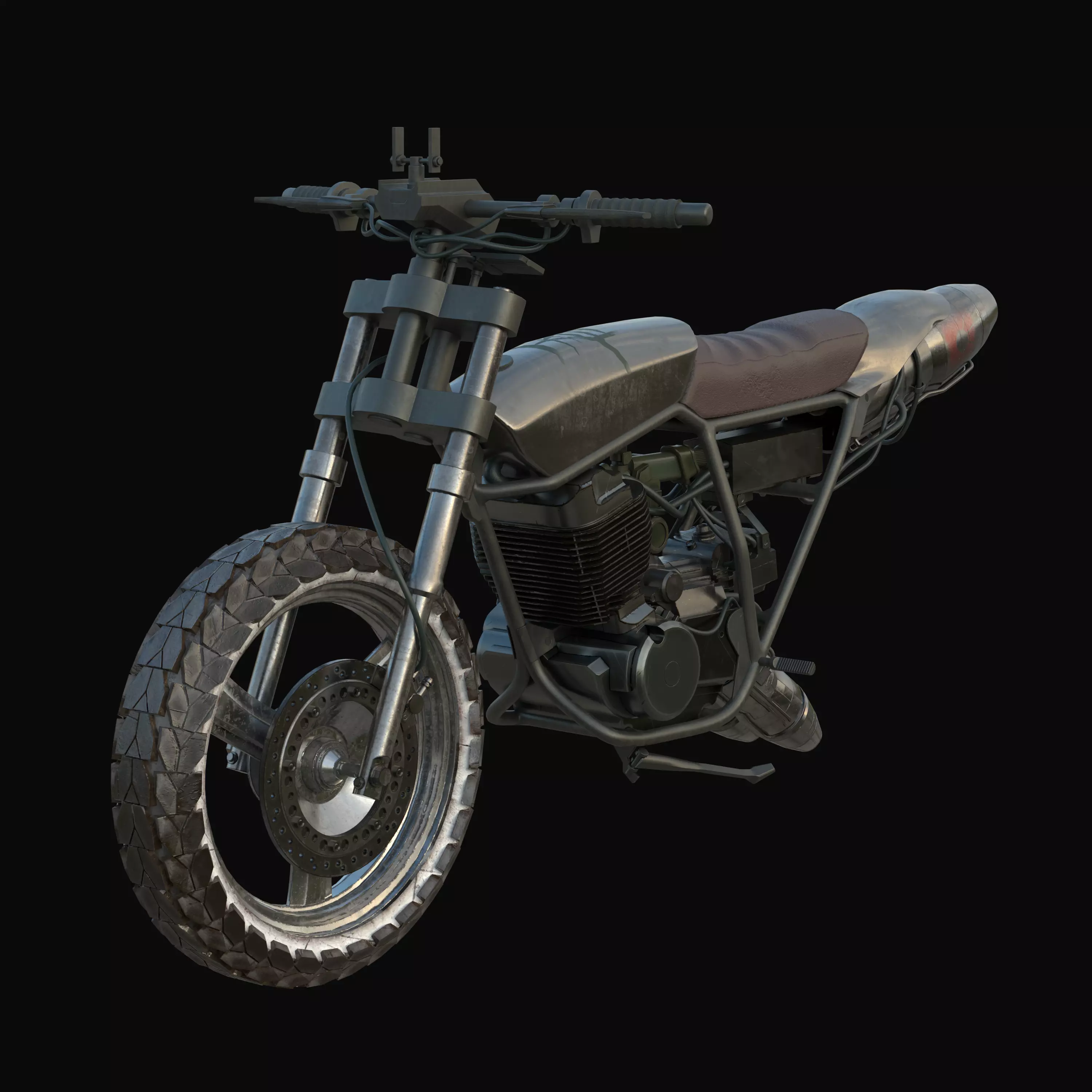 Monoshooter dirt bike Low-poly 3D model_0