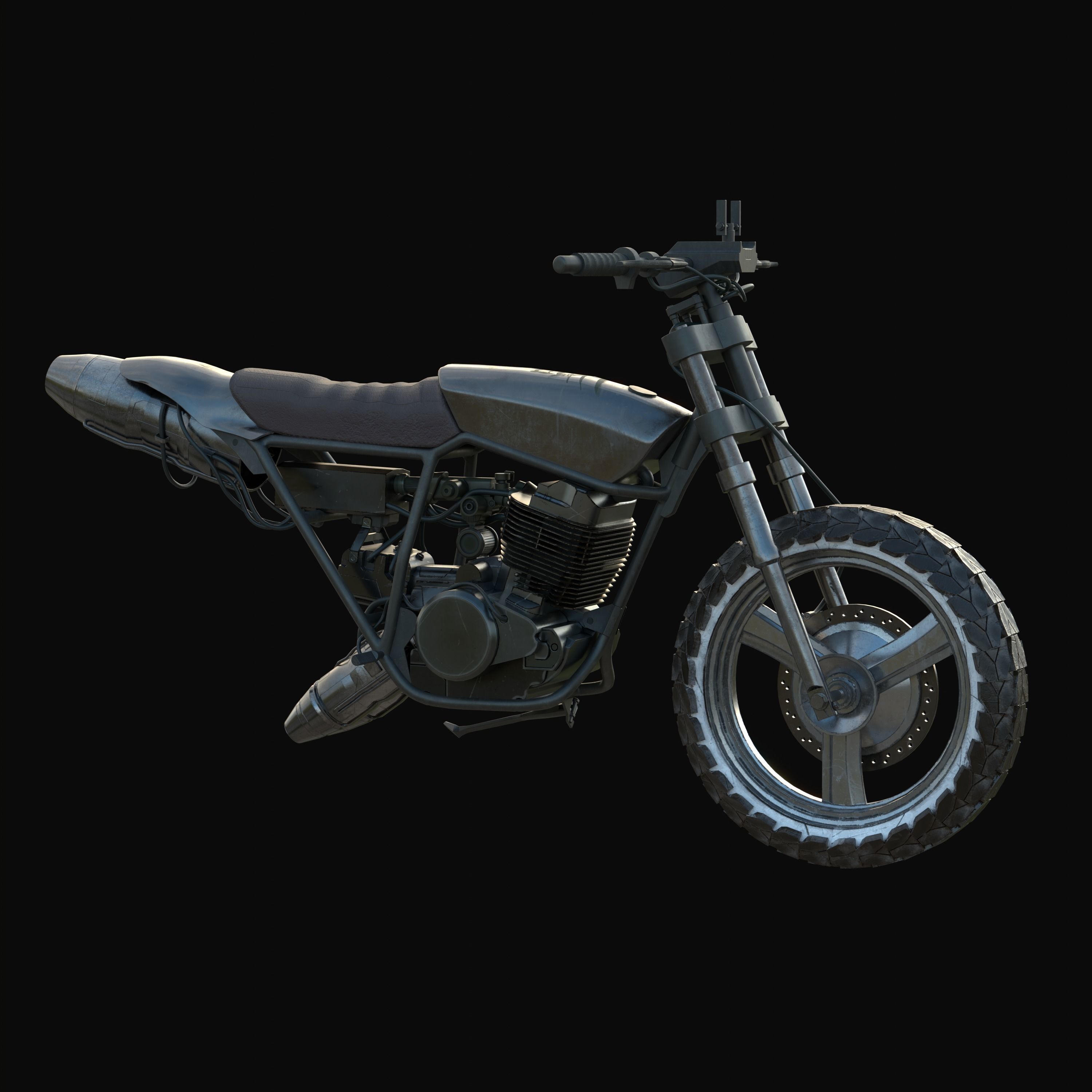 Monoshooter dirt bike Low-poly 3D model_7