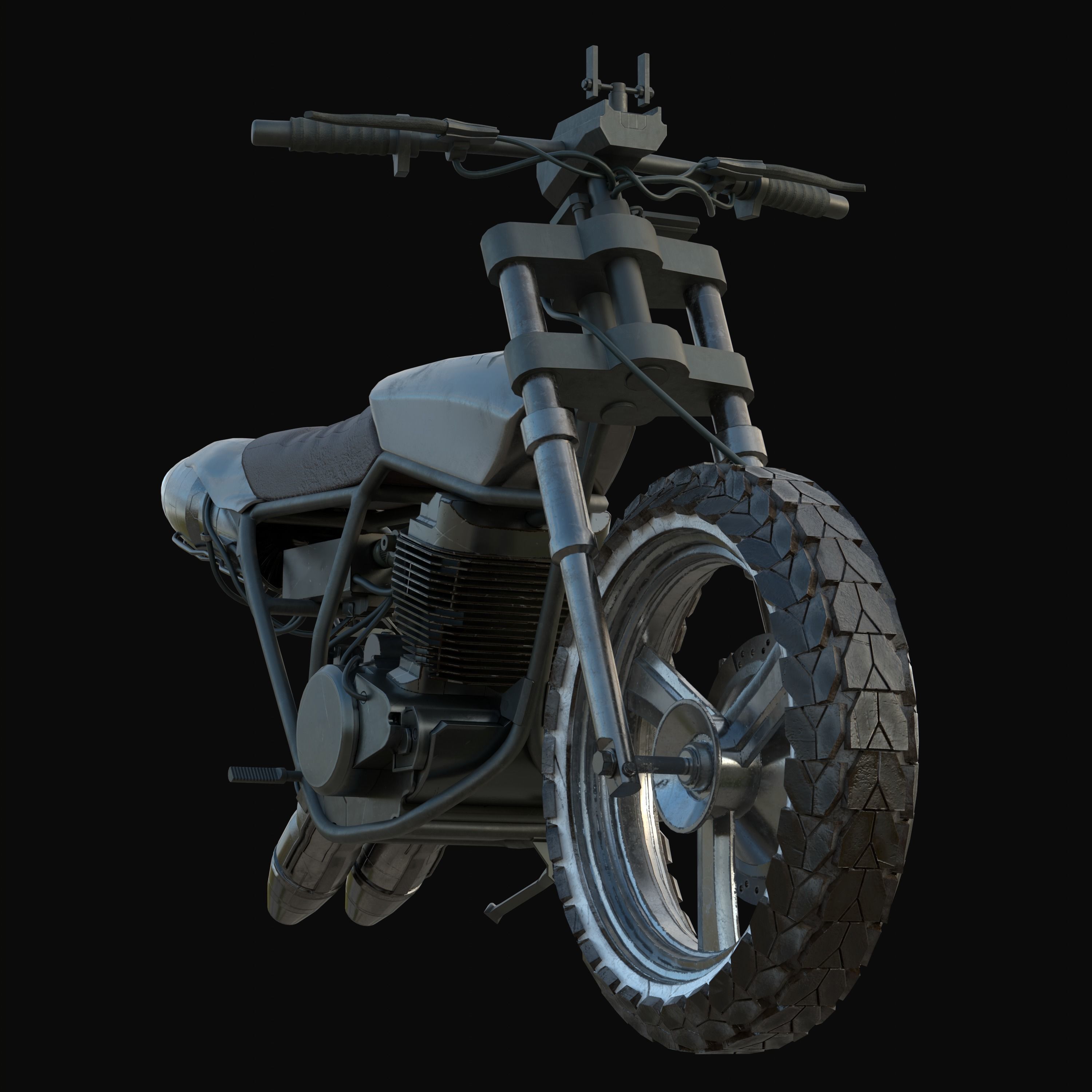 Monoshooter dirt bike Low-poly 3D model_6