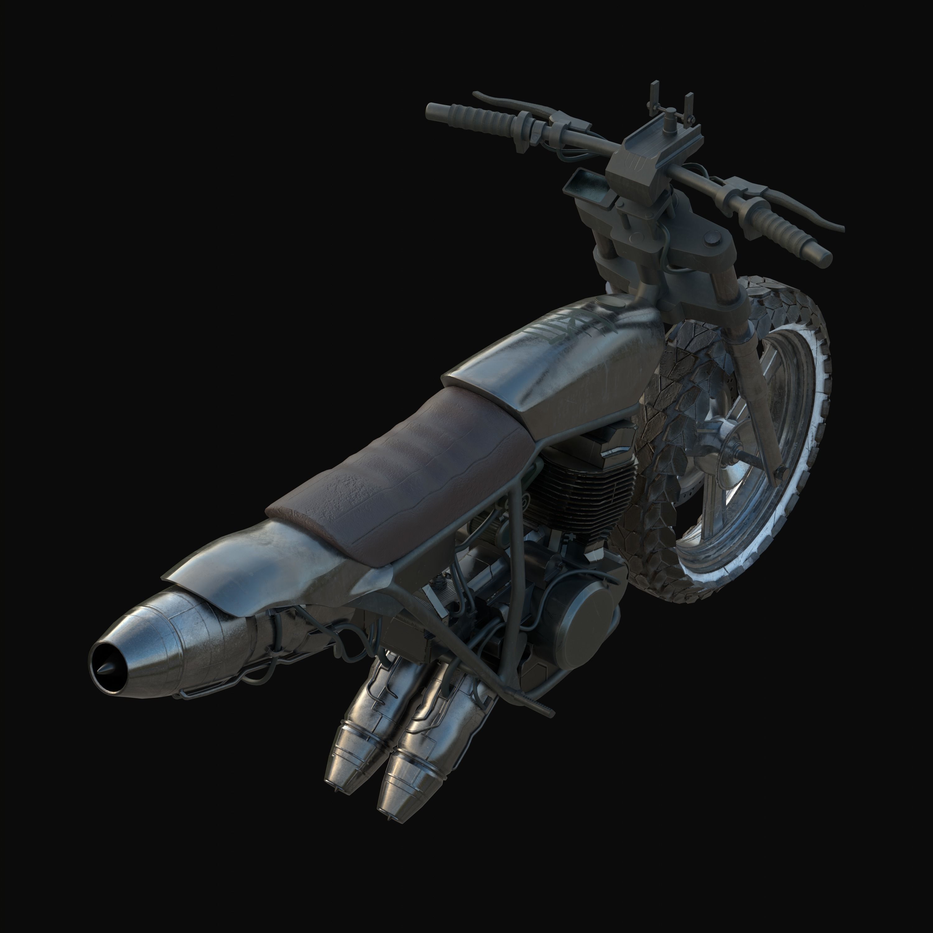 Monoshooter dirt bike Low-poly 3D model_4