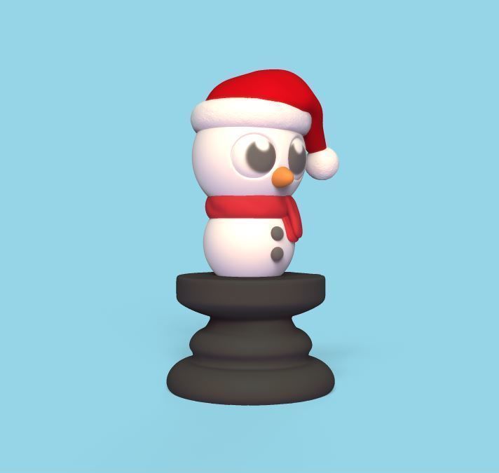 Christmas Chess - Snowman 3D print model_1