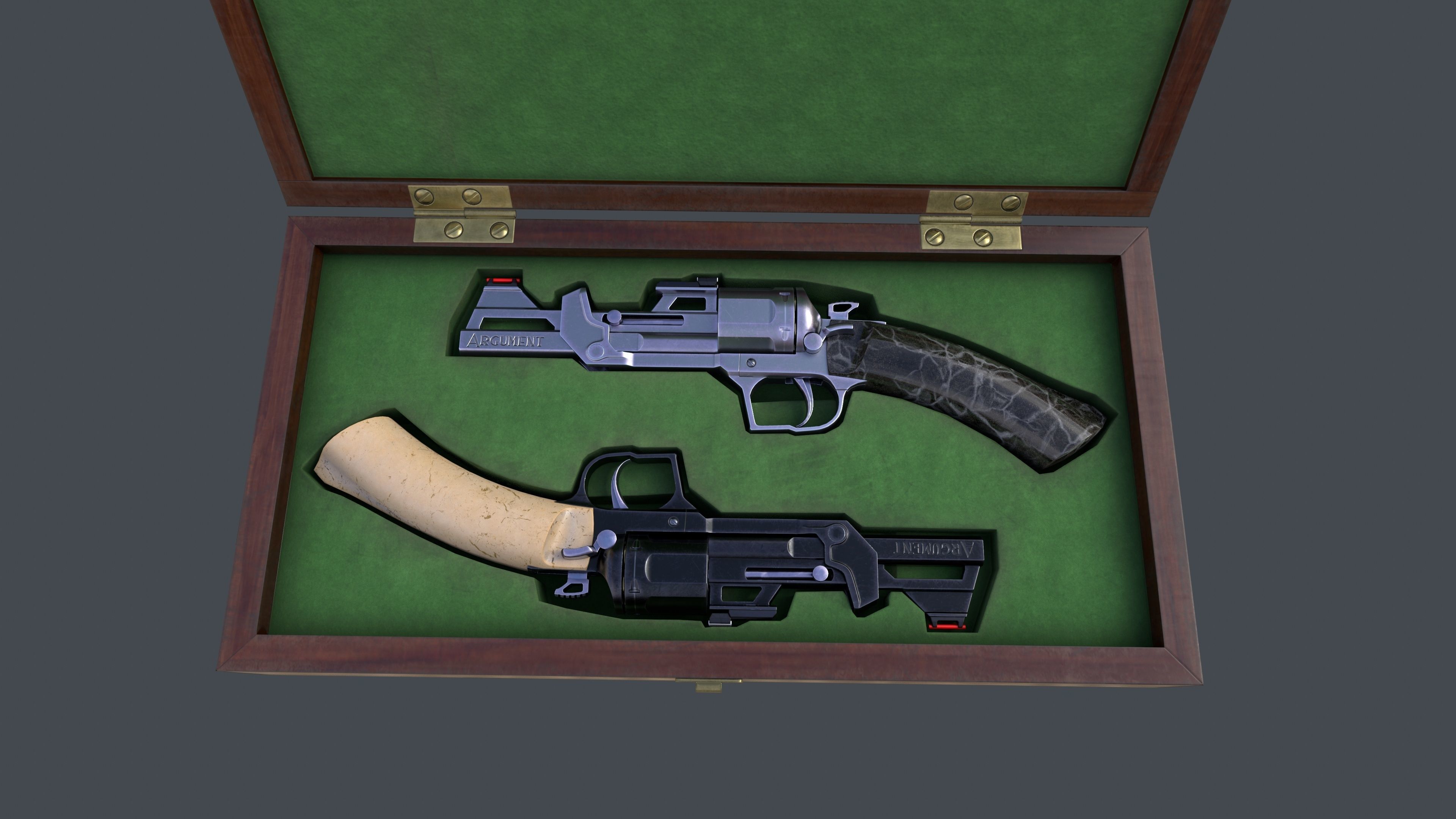 Concept Design Dueling Pair of Revolvers Argument Low-poly 3D model_4
