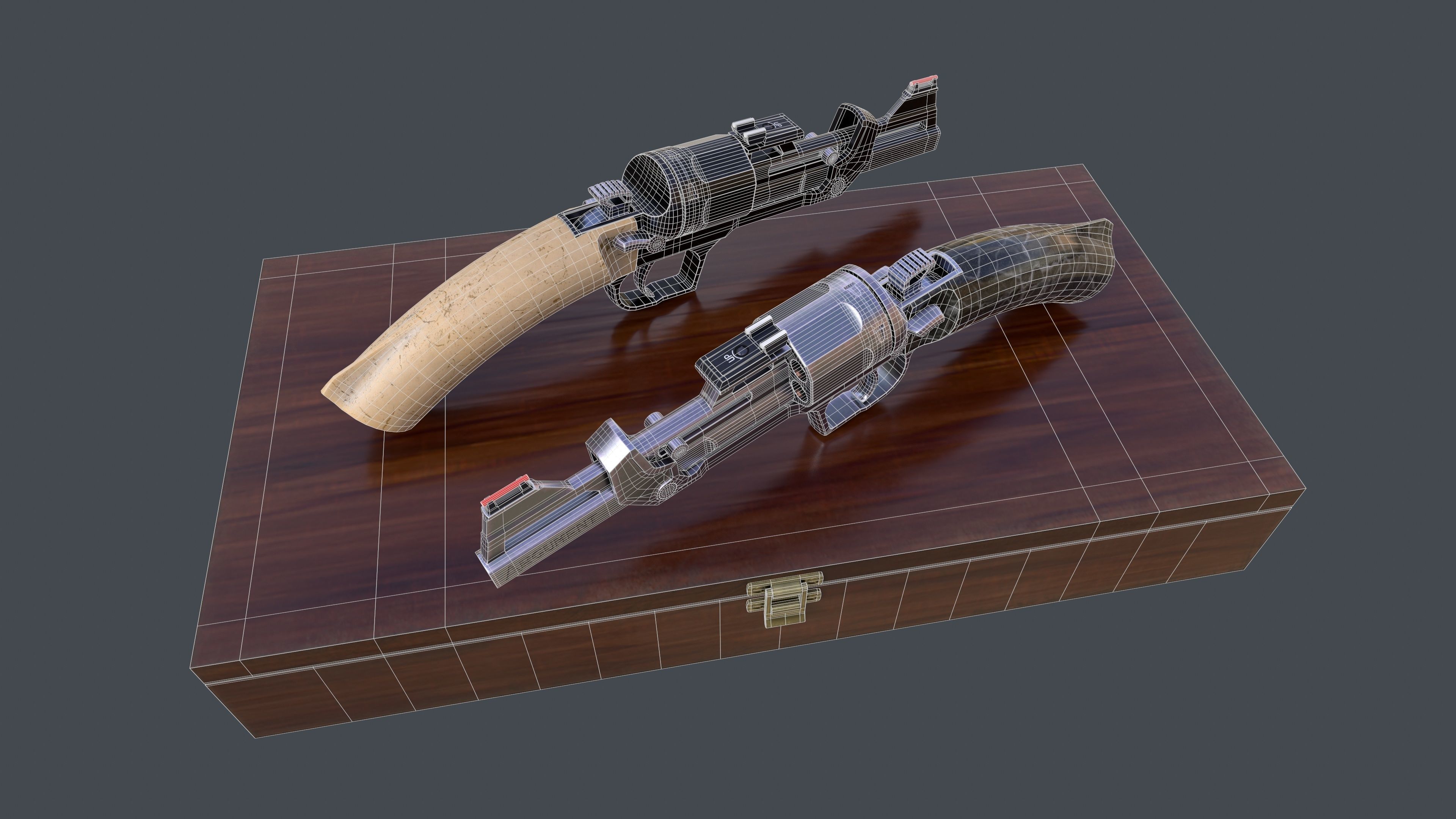 Concept Design Dueling Pair of Revolvers Argument Low-poly 3D model_28