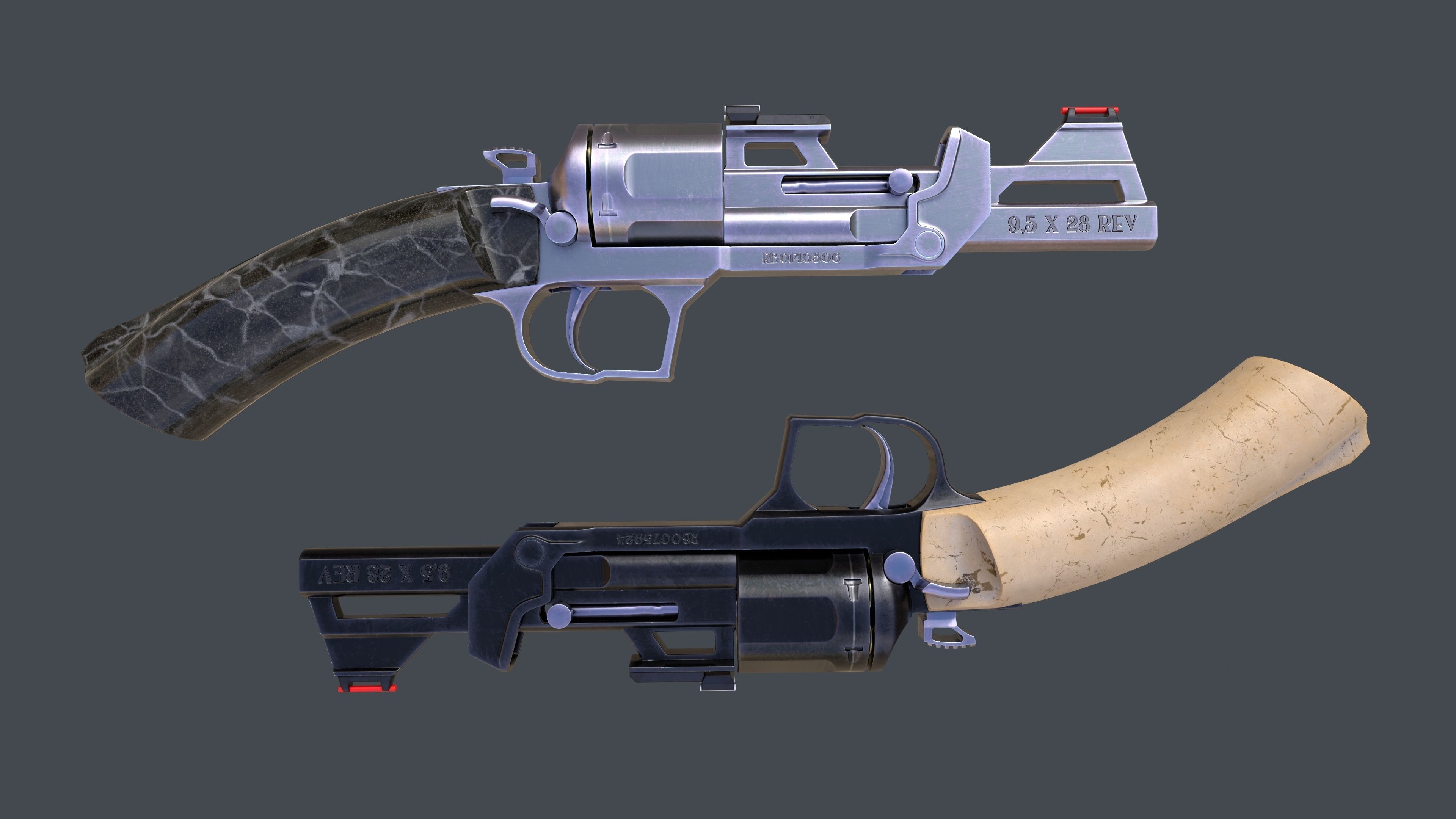 Concept Design Dueling Pair of Revolvers Argument Low-poly 3D model_11