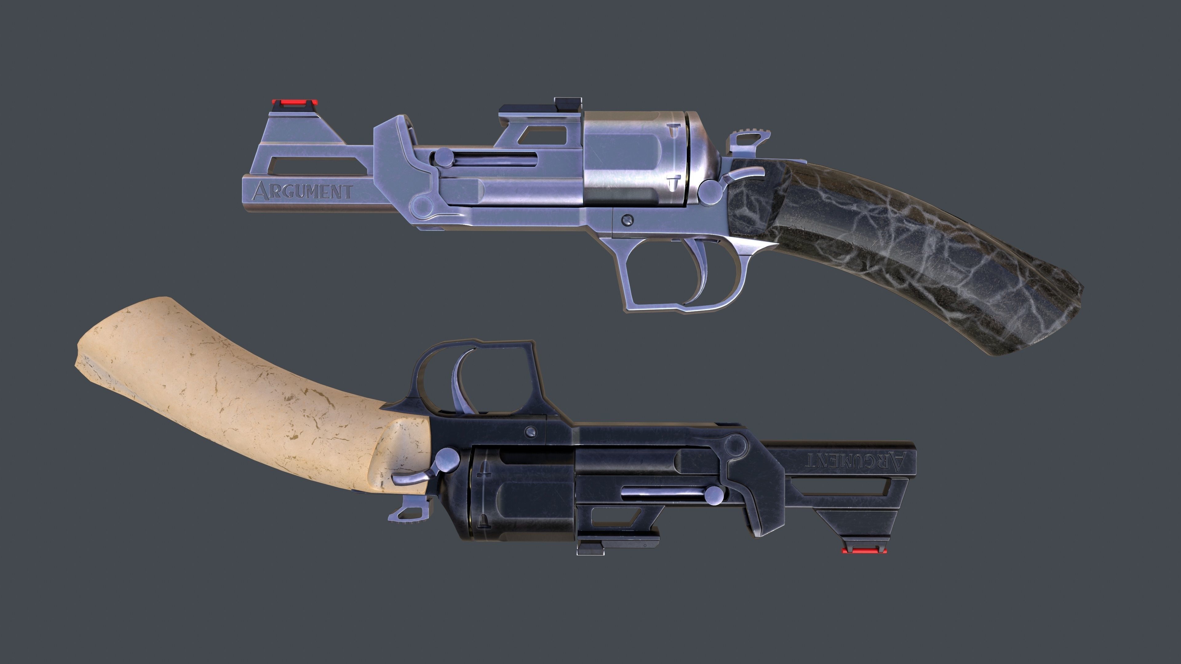 Concept Design Dueling Pair of Revolvers Argument Low-poly 3D model_10