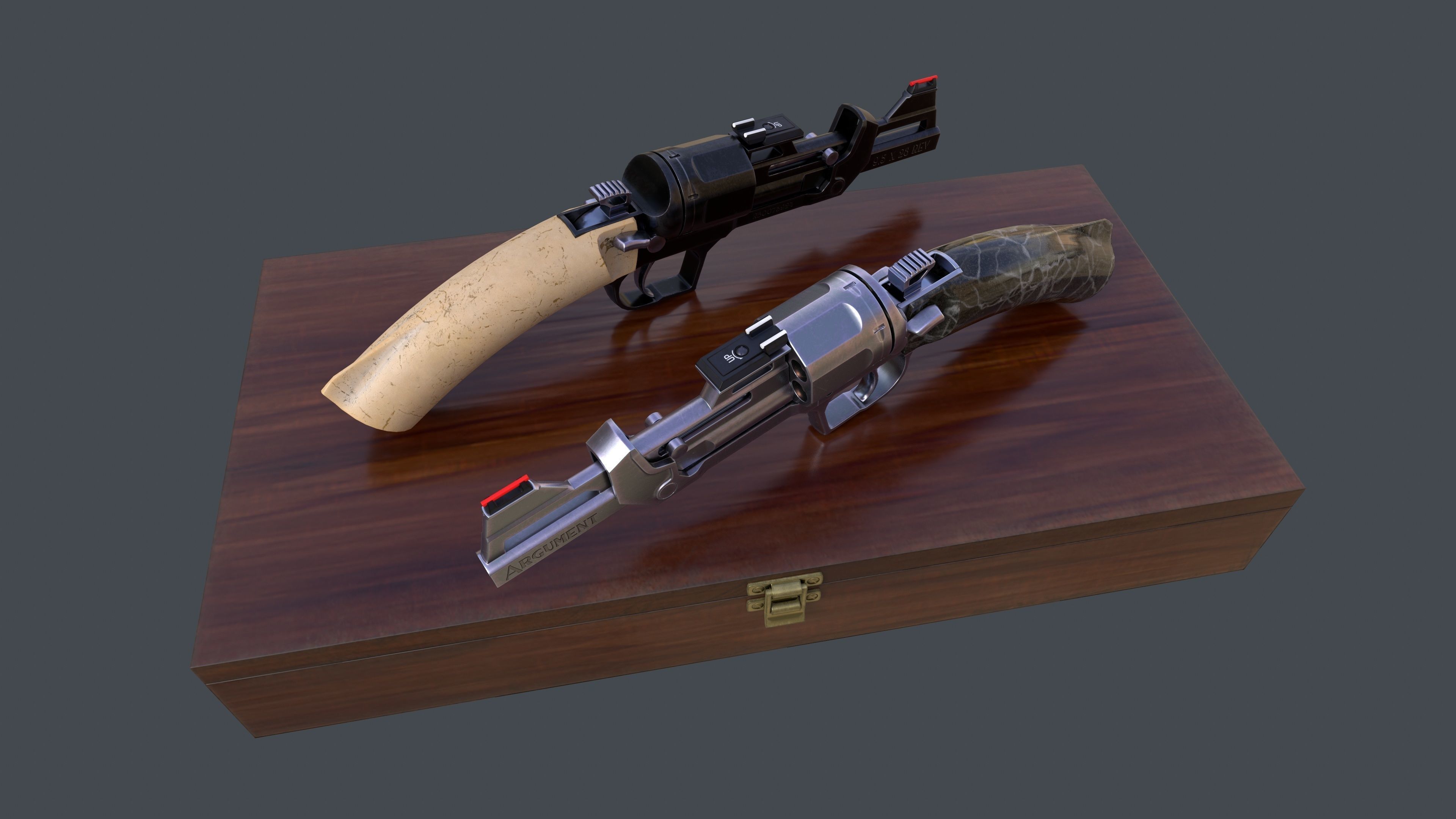 Concept Design Dueling Pair of Revolvers Argument Low-poly 3D model_27