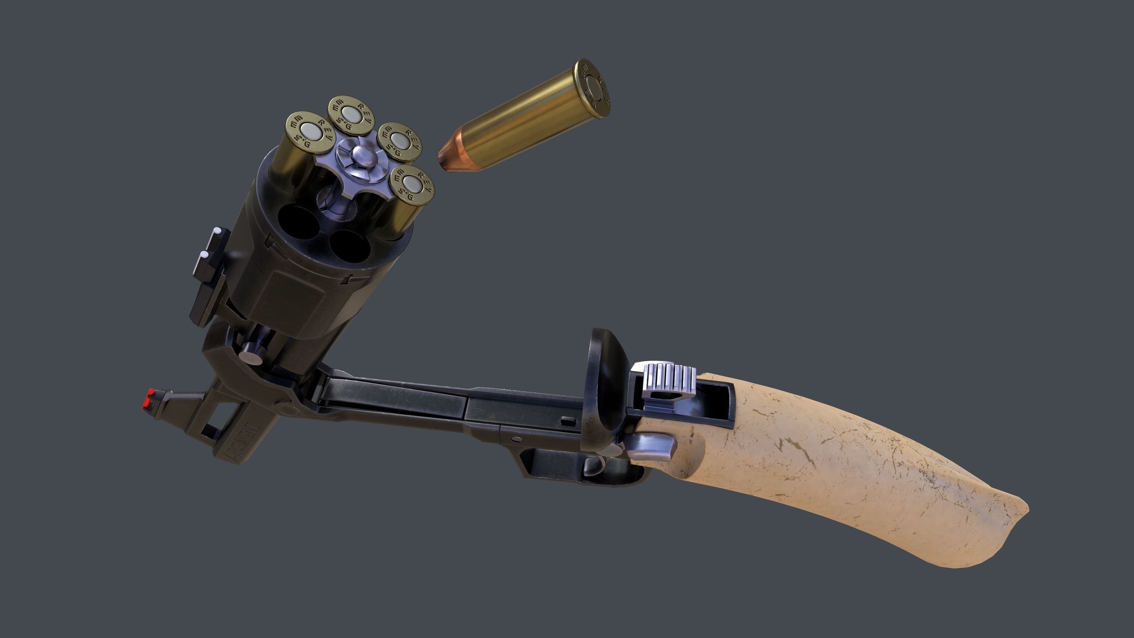 Concept Design Dueling Pair of Revolvers Argument Low-poly 3D model_23