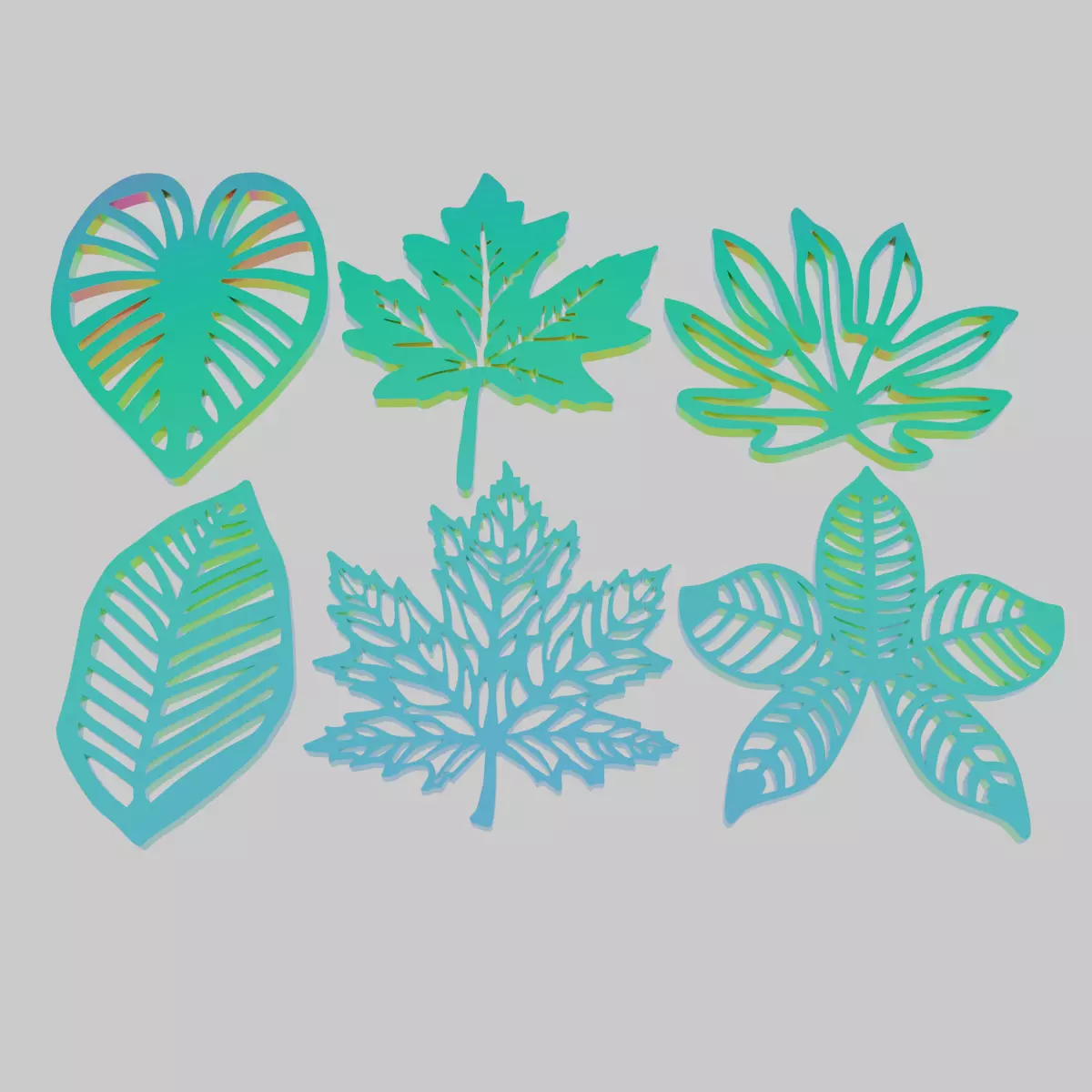 Autumn Maple Leaves Coaster Set 6 Pieces 3D print model