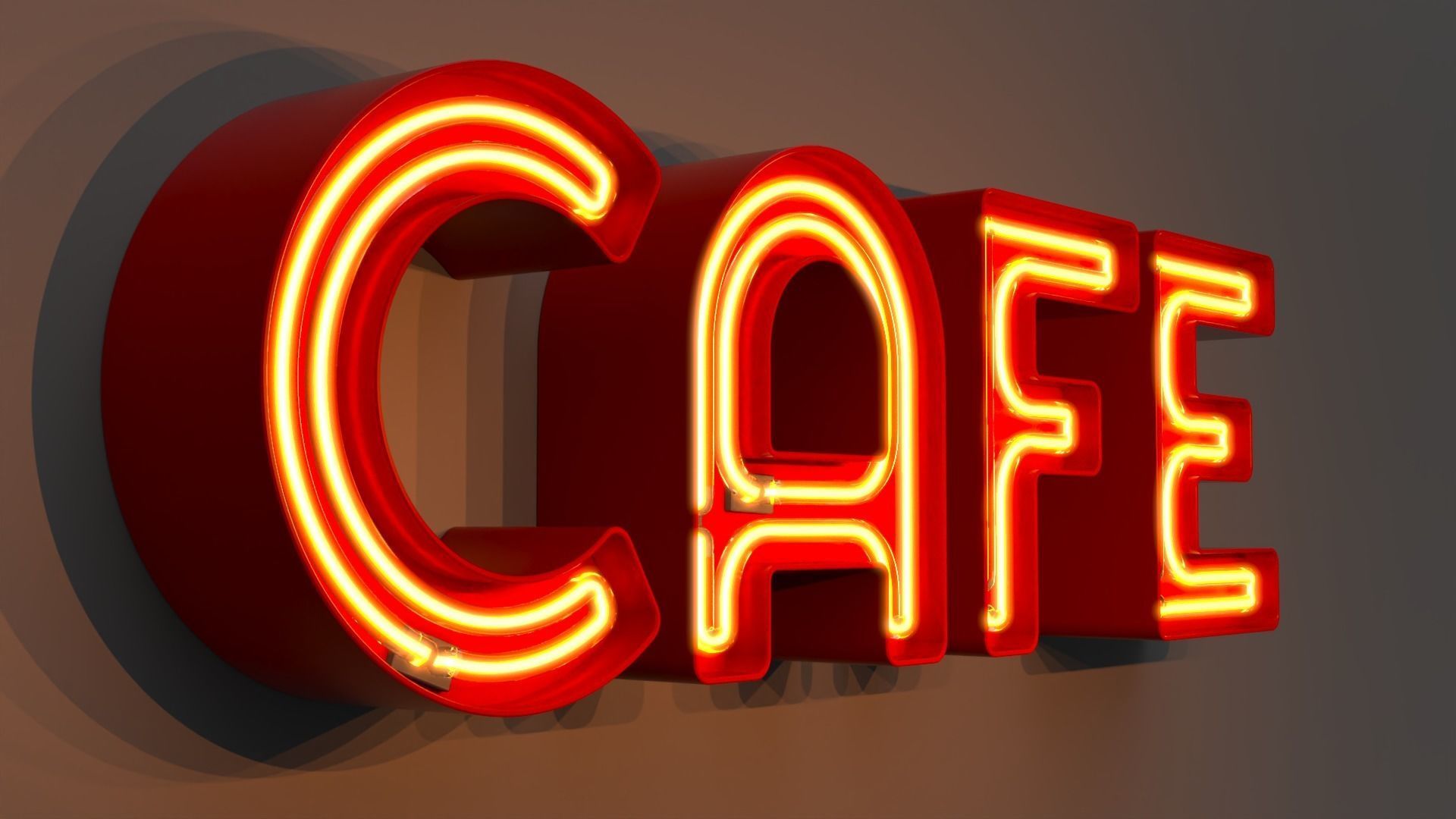 Cafe - Neon Sign 3D model_1