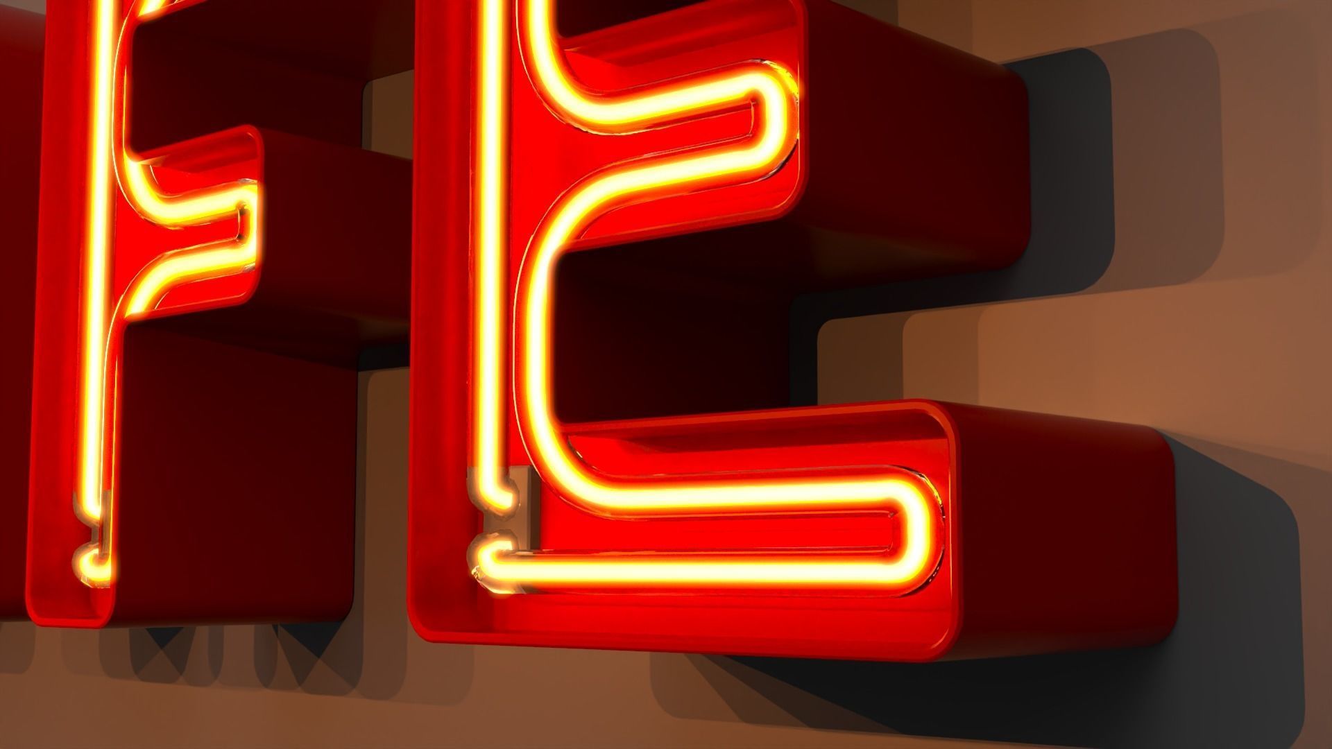 Cafe - Neon Sign 3D model_3