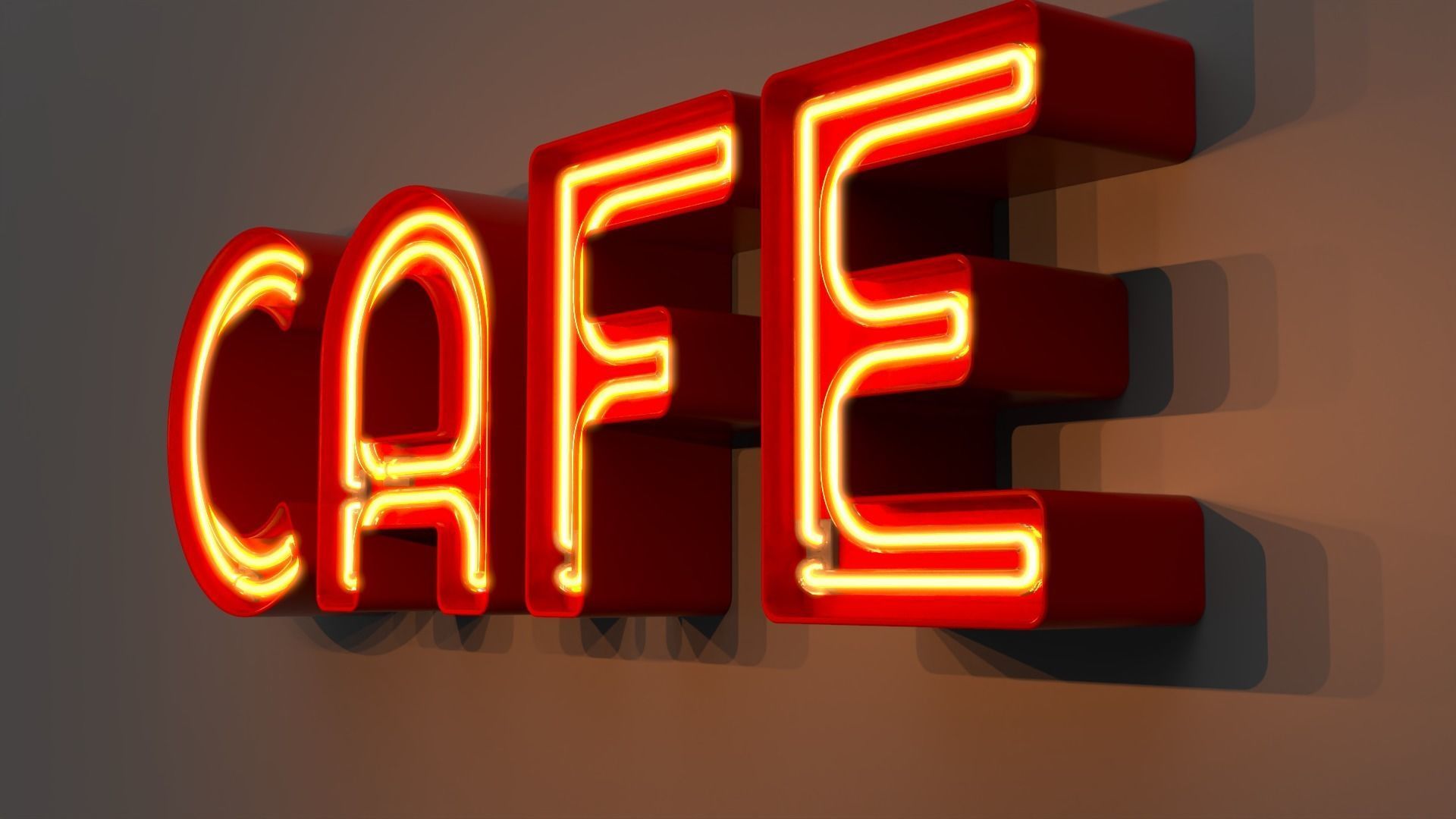 Cafe - Neon Sign 3D model_4