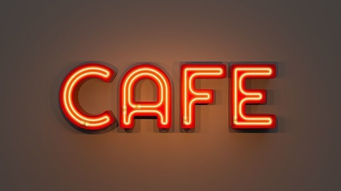 Cafe - Neon Sign 3D model