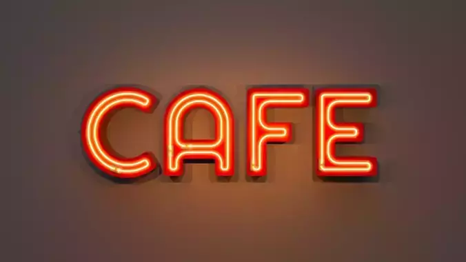 Cafe - Neon Sign 3D model