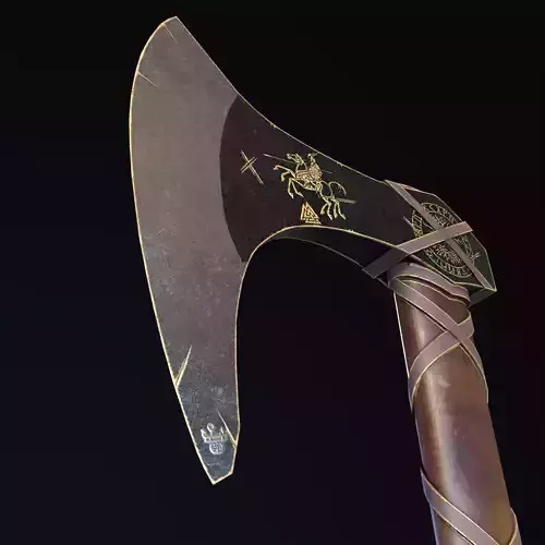 Nordic Gold - Silver  Axe  Low-poly 3D model