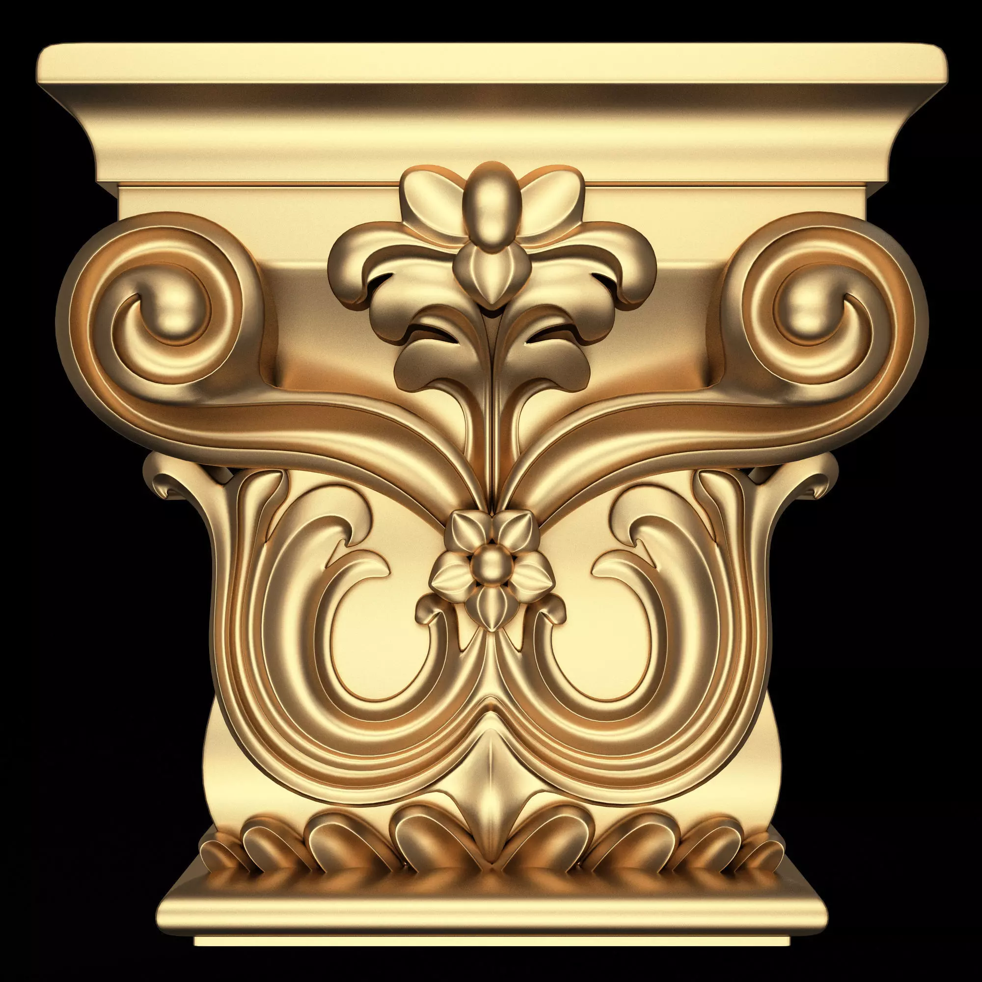 Carved Capital 07 Low-poly 3D model_0