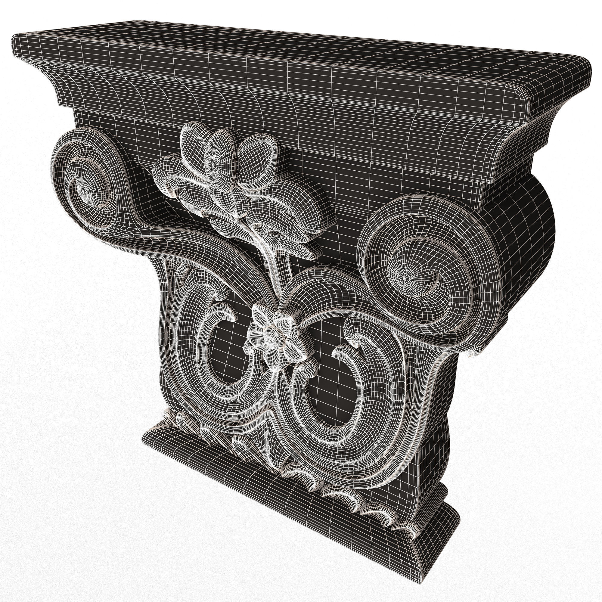 Carved Capital 07 Low-poly 3D model_8