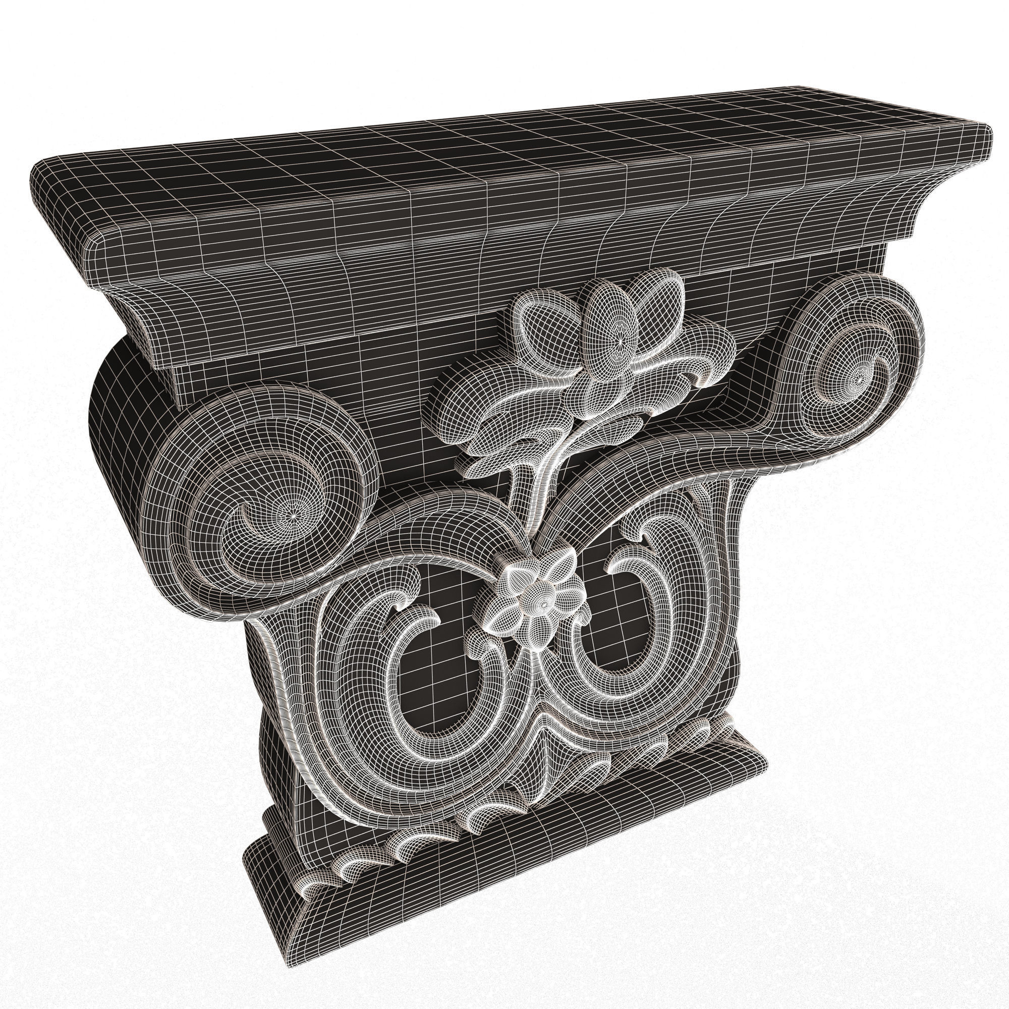 Carved Capital 07 Low-poly 3D model_7