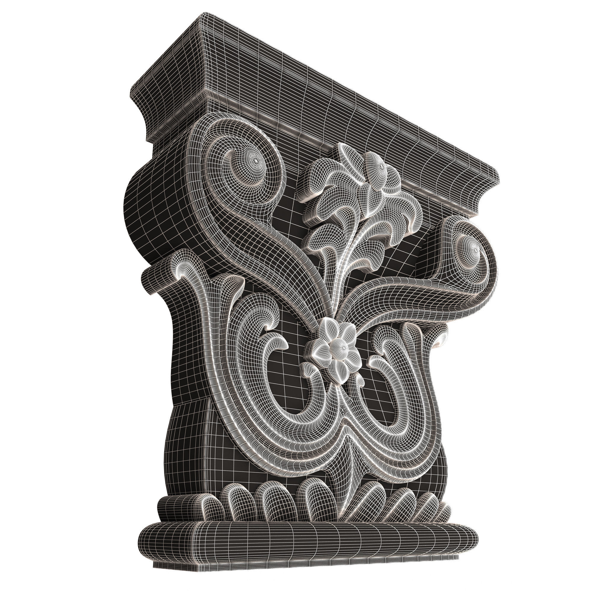 Carved Capital 07 Low-poly 3D model_9