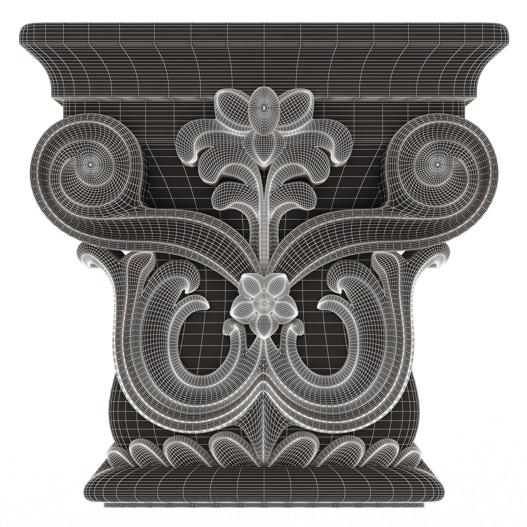 Carved Capital 07 Low-poly 3D model_6