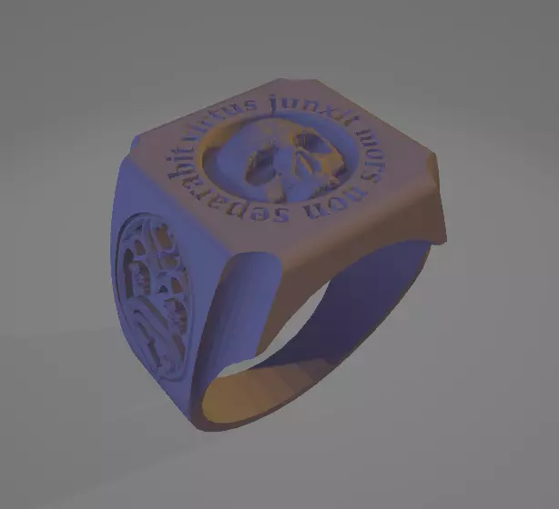 SKULL VIRTUS JUNXIT MORS NON SEPARABIT RING 3D print model