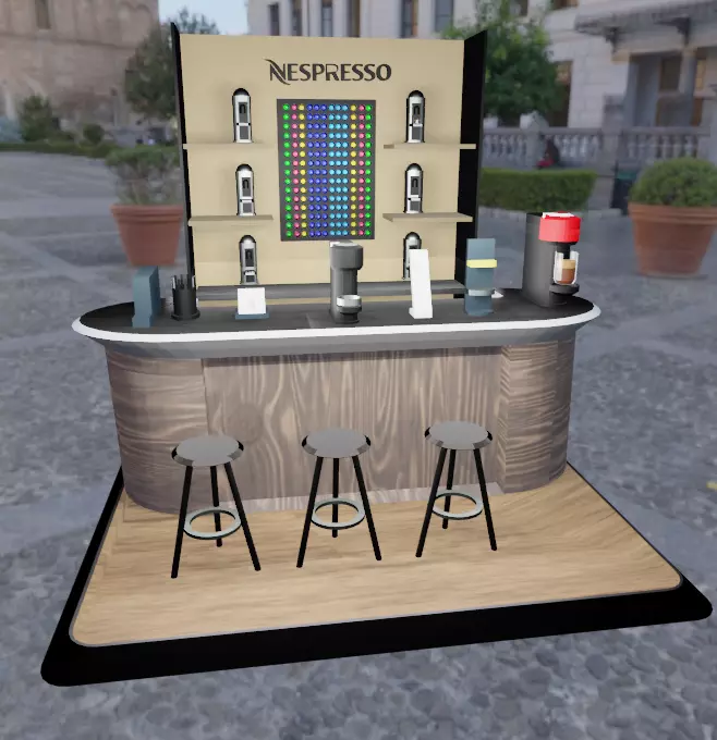 coffee-stand coffee bar with chairs and tables Low-poly 3D model_0