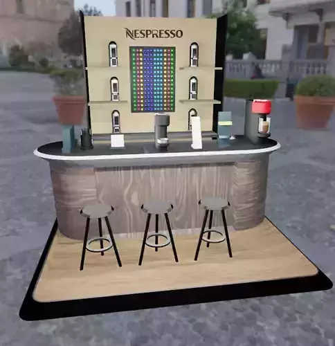 coffee-stand coffee bar with chairs and tables