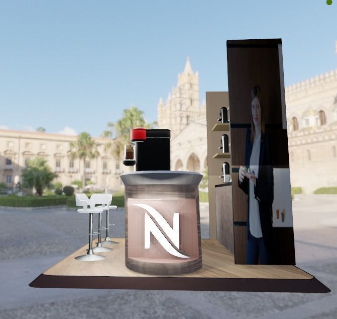 coffee-stand coffee bar with chairs and tables Low-poly 3D model_5