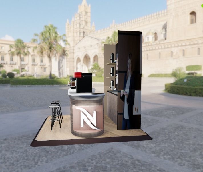 coffee-stand coffee bar with chairs and tables Low-poly 3D model_4